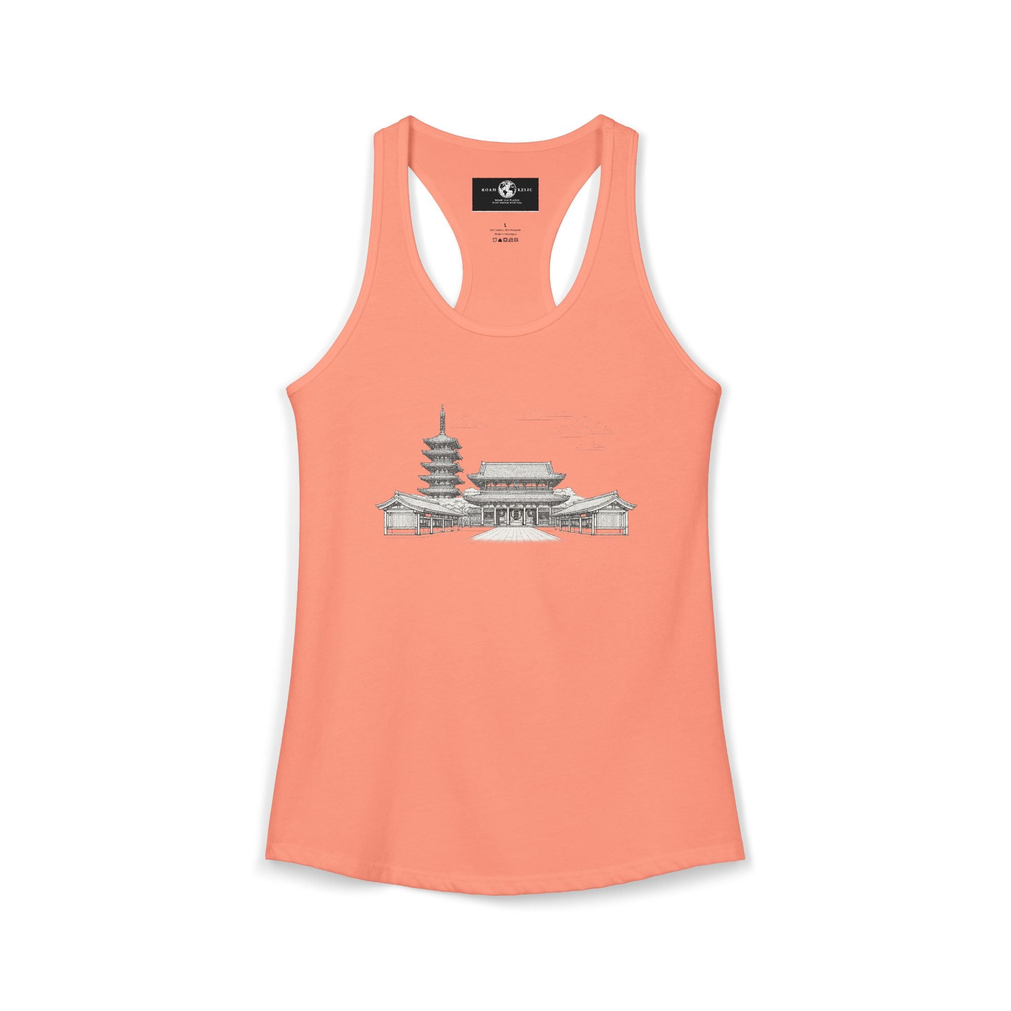 Asakusa Senso-ji Temple Racerback Tank — Minimal Outline Japan Travel Tee