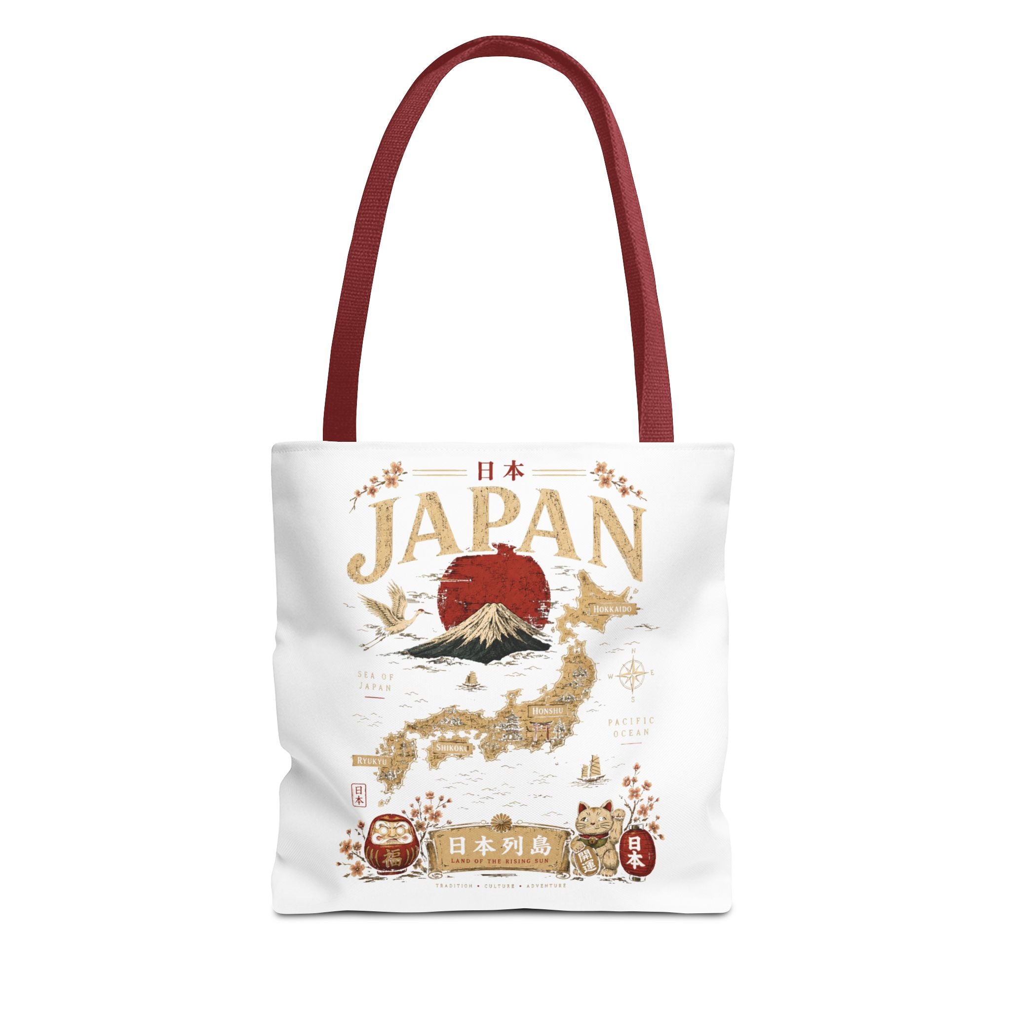 Japan Map Tote Bag – Mount Fuji & Rising Sun Travel Tote