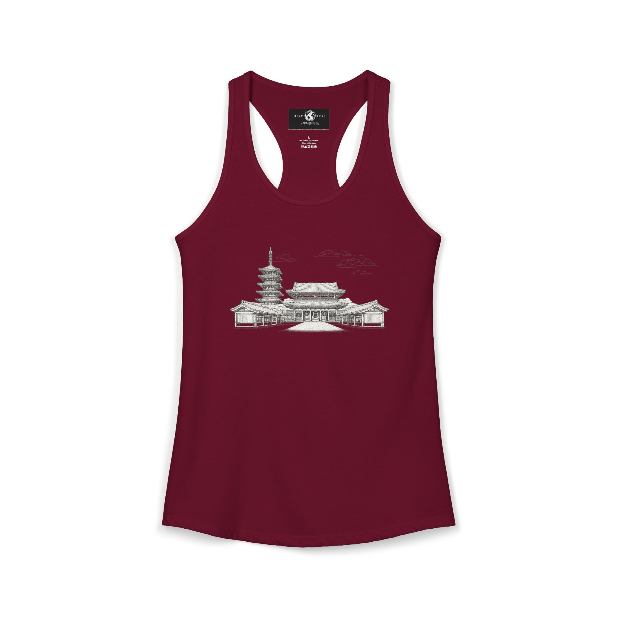 Asakusa Senso-ji Temple Racerback Tank — Minimal Outline Japan Travel Tee