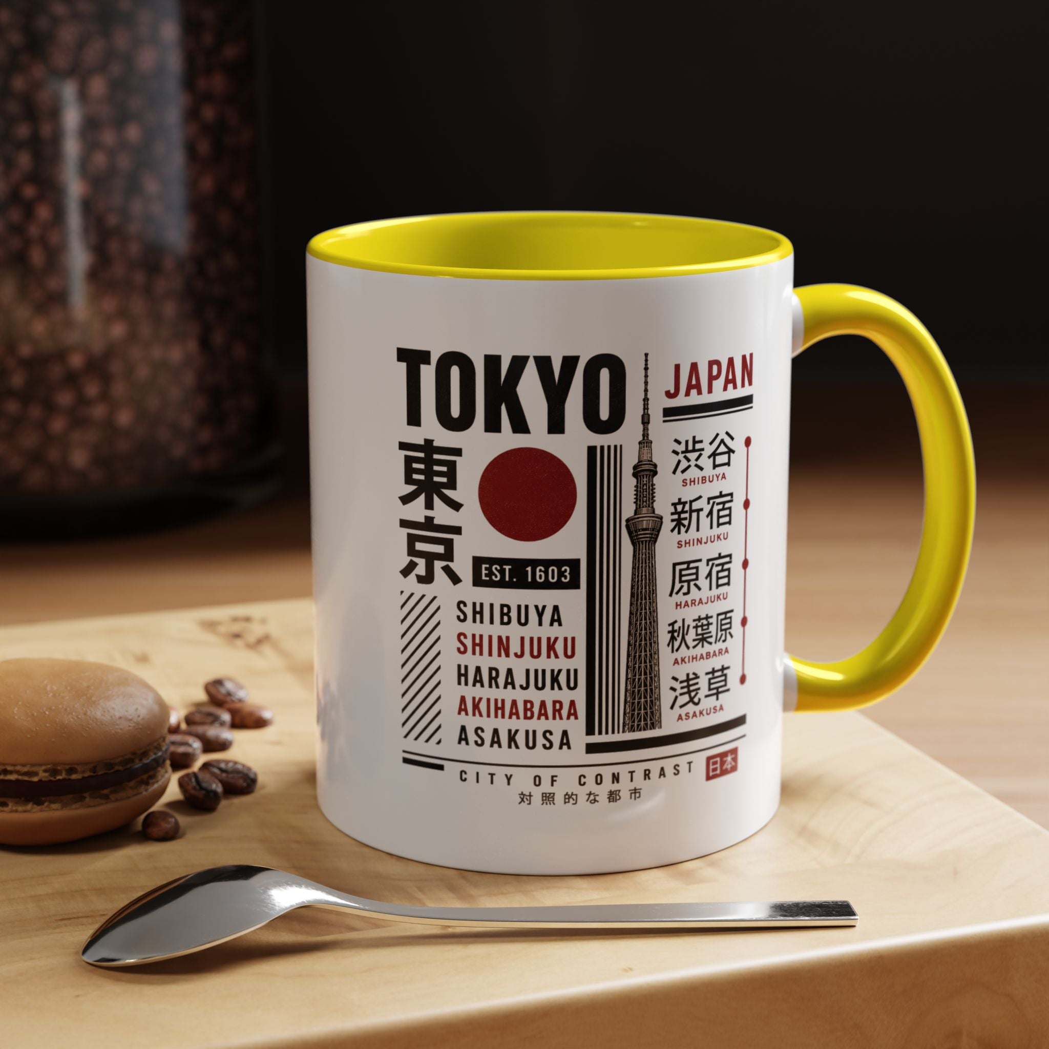 Tokyo Japan Accent Coffee Mug – Shibuya Shinjuku Harajuku Travel Souvenir (11/15oz)