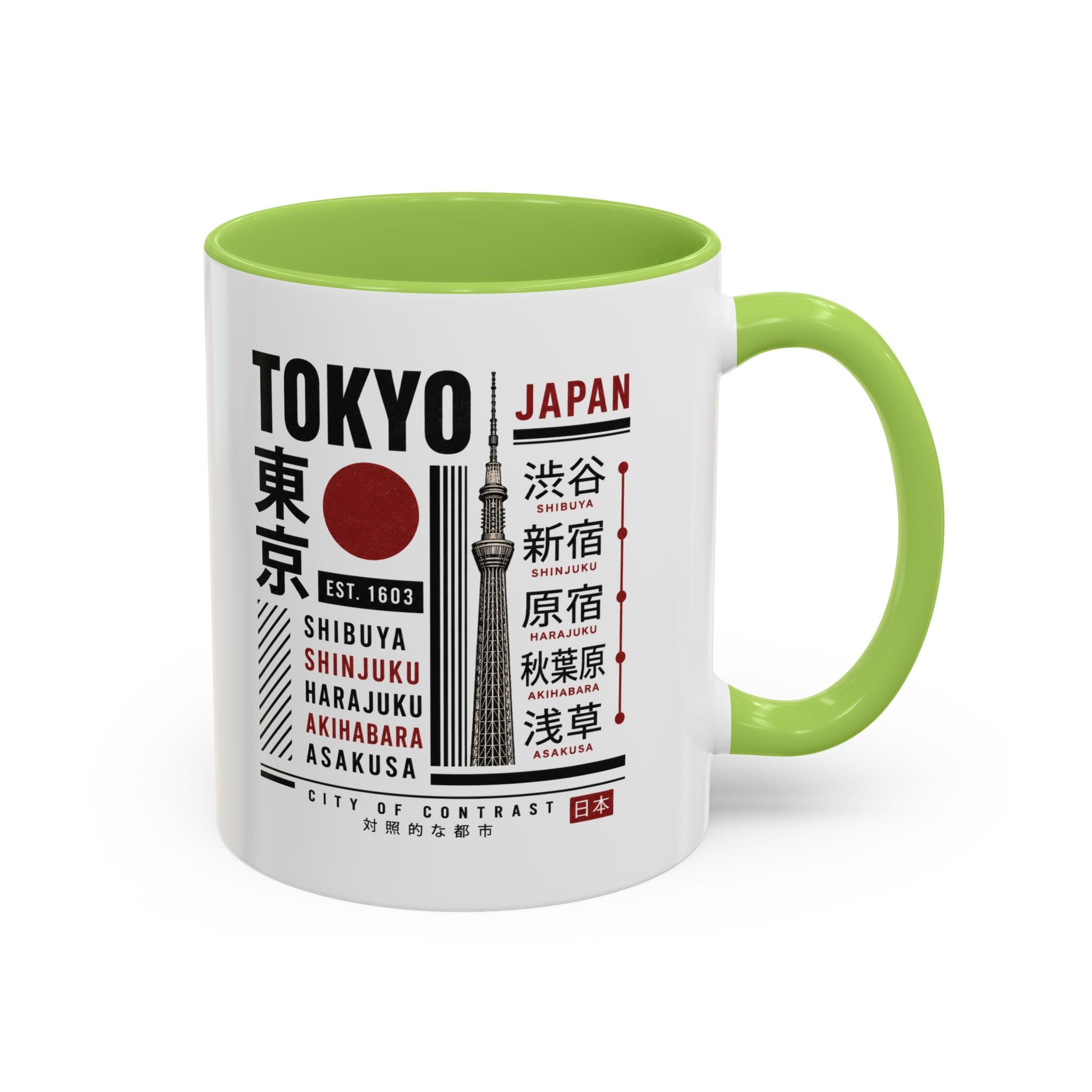 Tokyo Japan Accent Coffee Mug – Shibuya Shinjuku Harajuku Travel Souvenir (11/15oz)