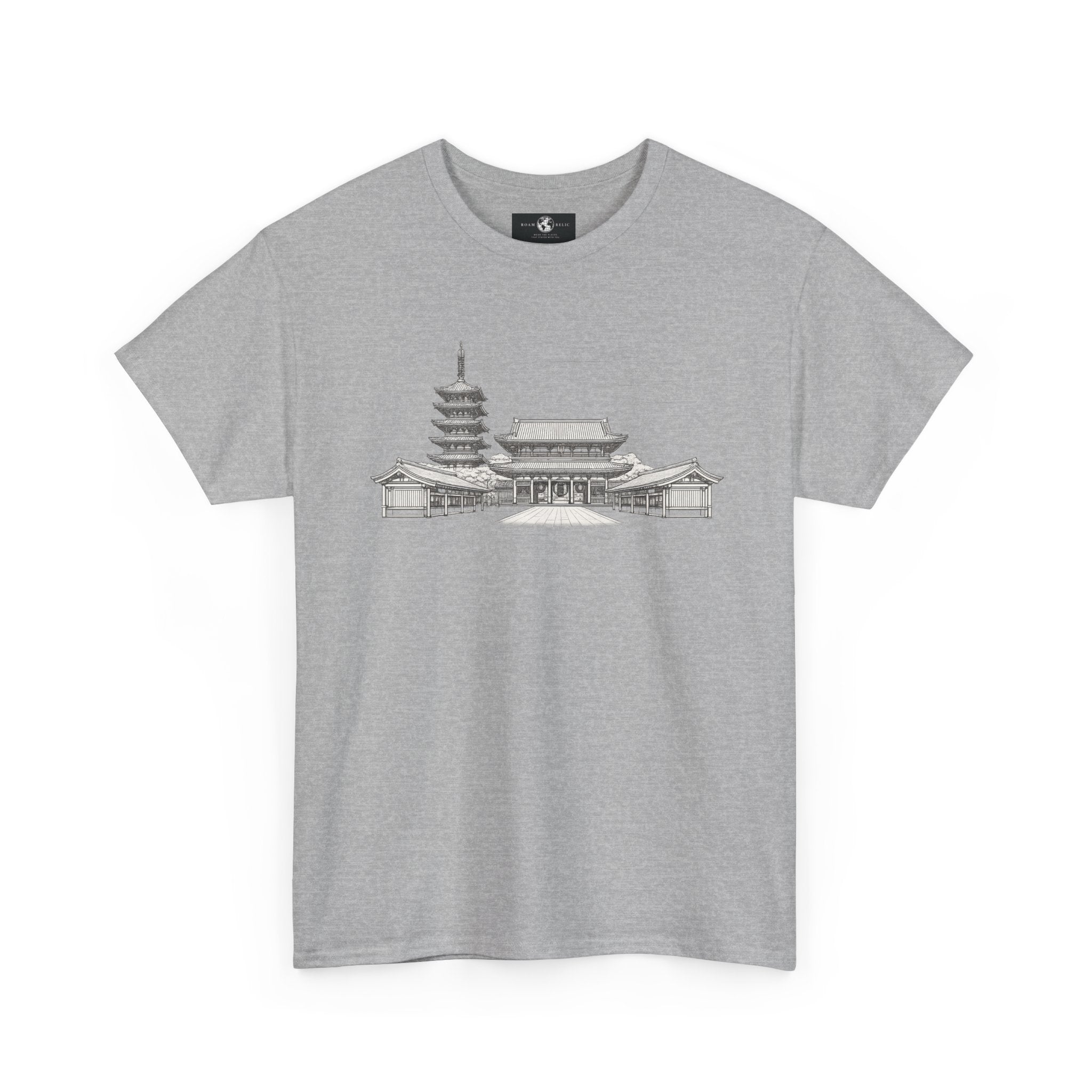 Senso‑ji Temple Outline Tee — Asakusa Japan Travel Graphic Shirt