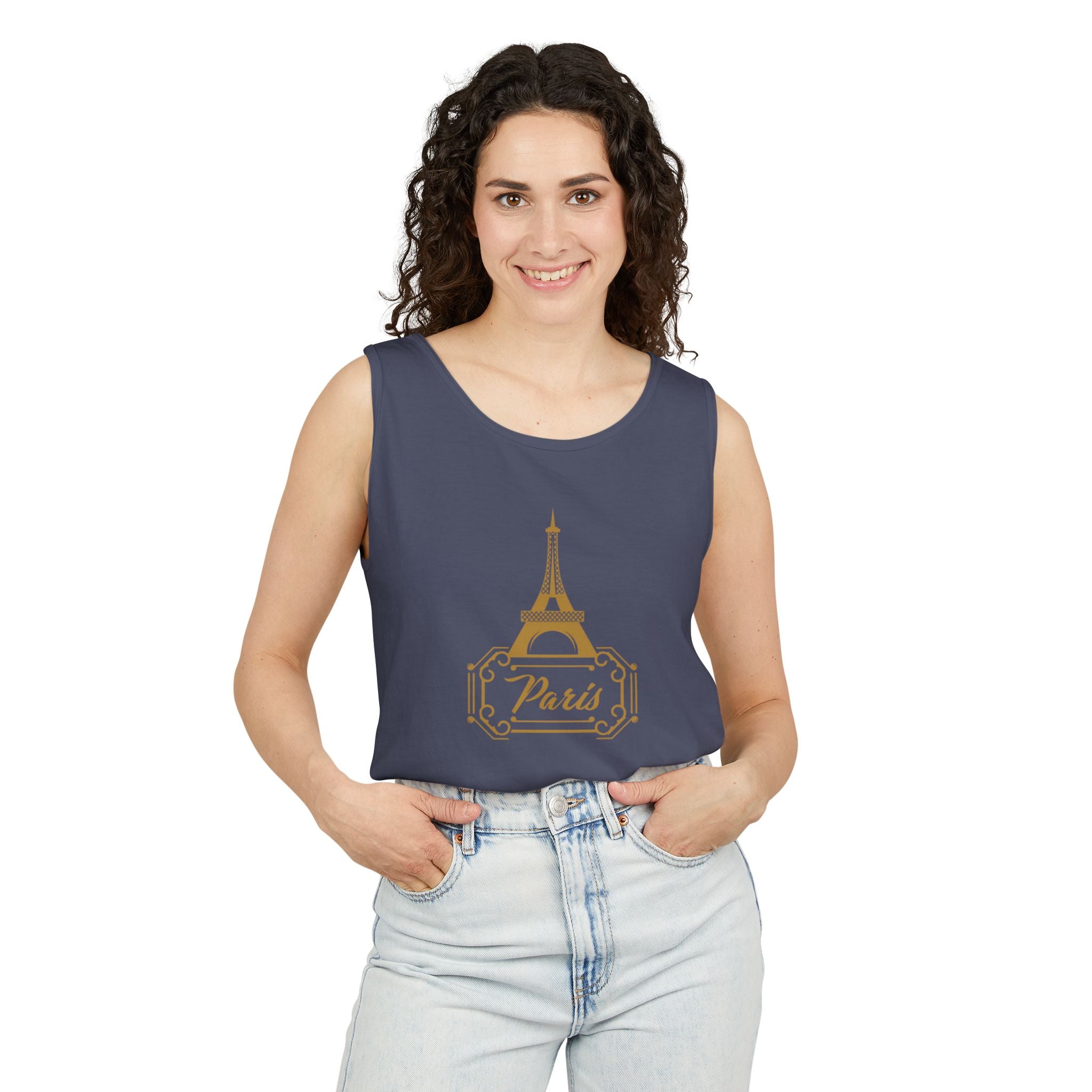 Paris Eiffel Tower Tank Top — Elegant Gold Paris Graphic
