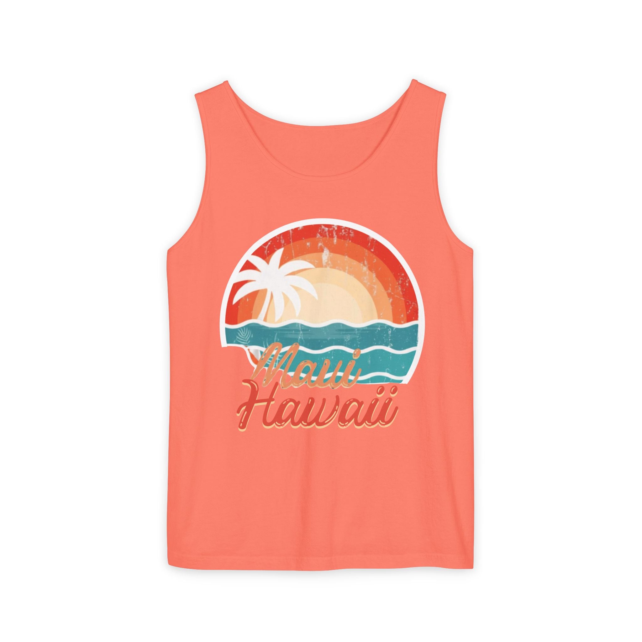 Maui Hawaii Retro Sunset Tank Top — Vintage Palm Beach Vacation Tee