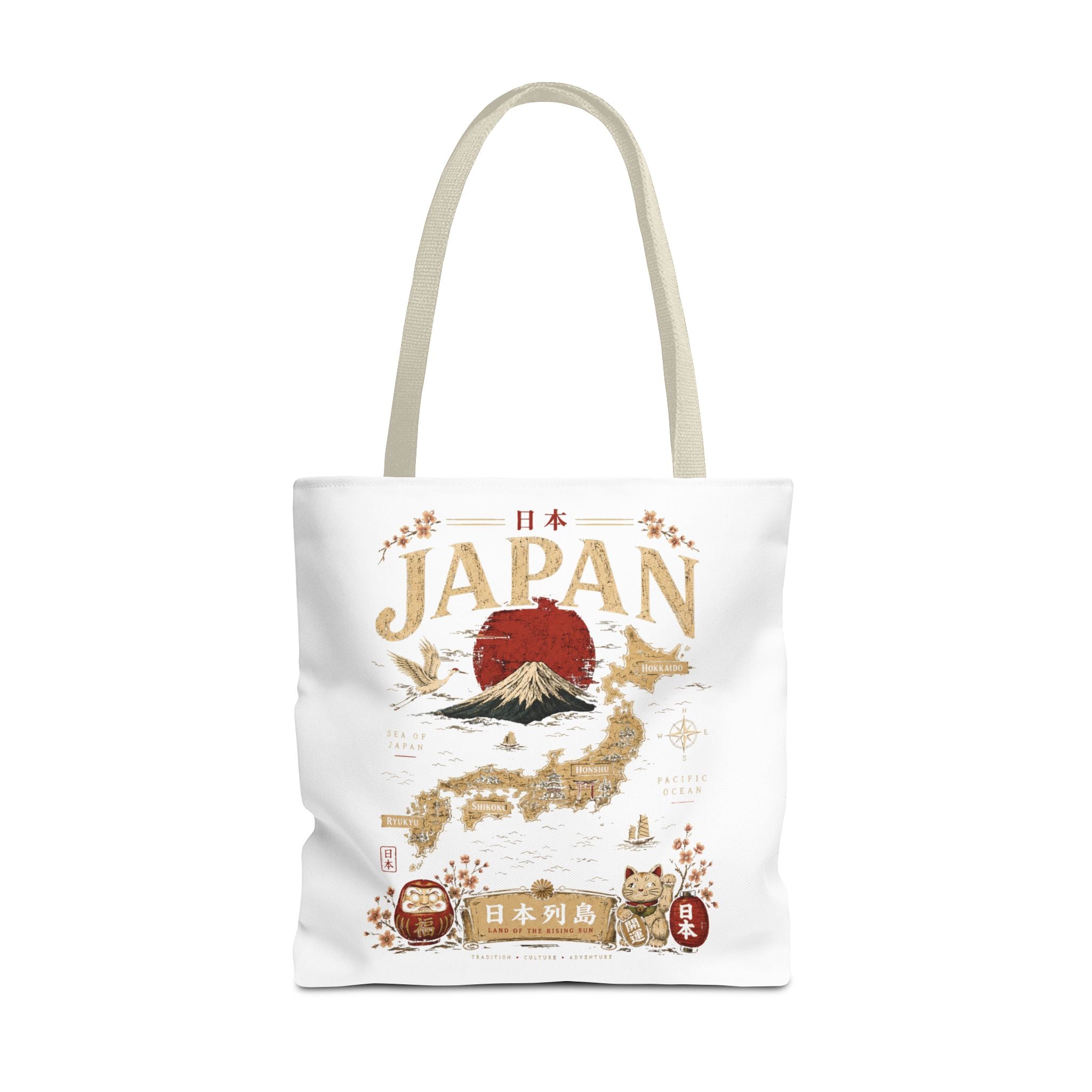 Japan Map Tote Bag – Mount Fuji & Rising Sun Travel Tote