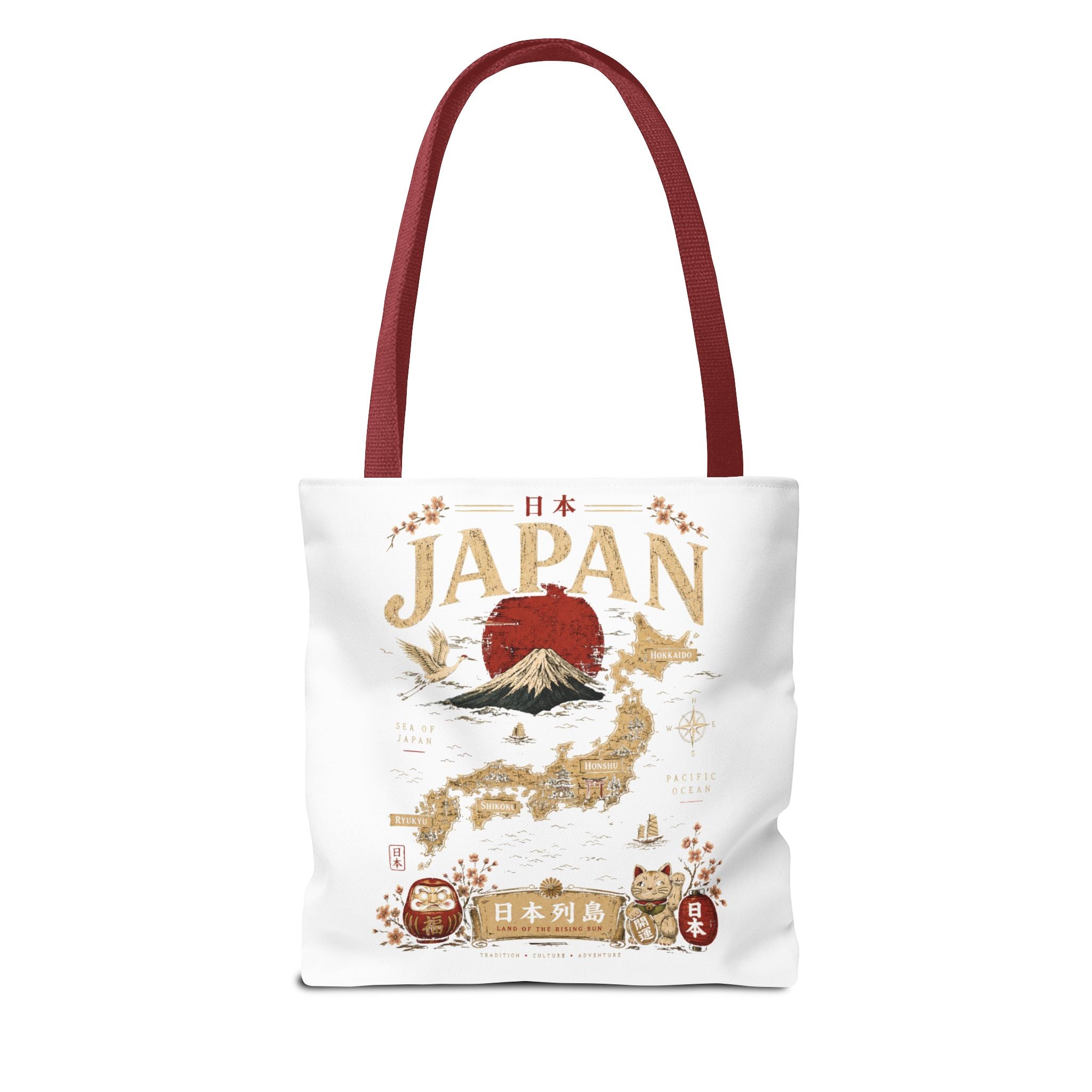 Japan Map Tote Bag – Mount Fuji & Rising Sun Travel Tote