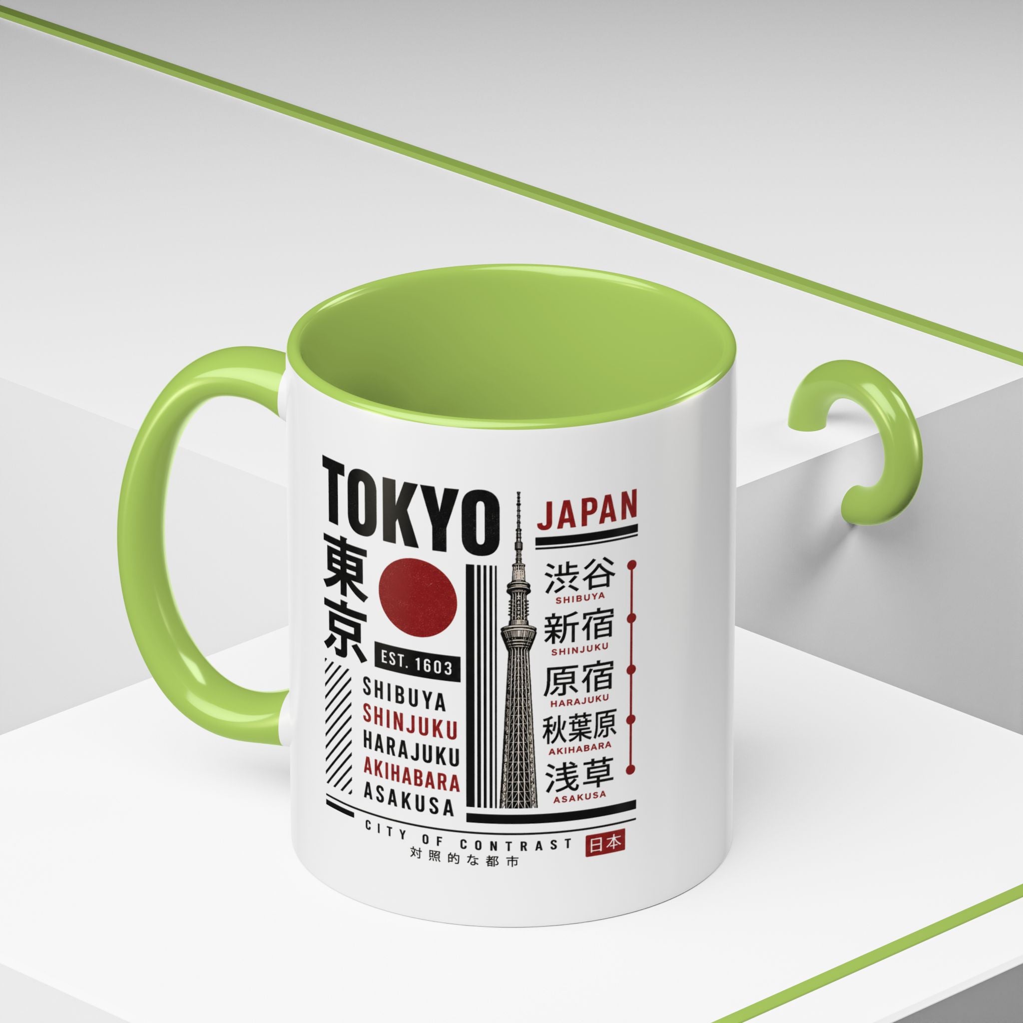 Tokyo Japan Accent Coffee Mug – Shibuya Shinjuku Harajuku Travel Souvenir (11/15oz)