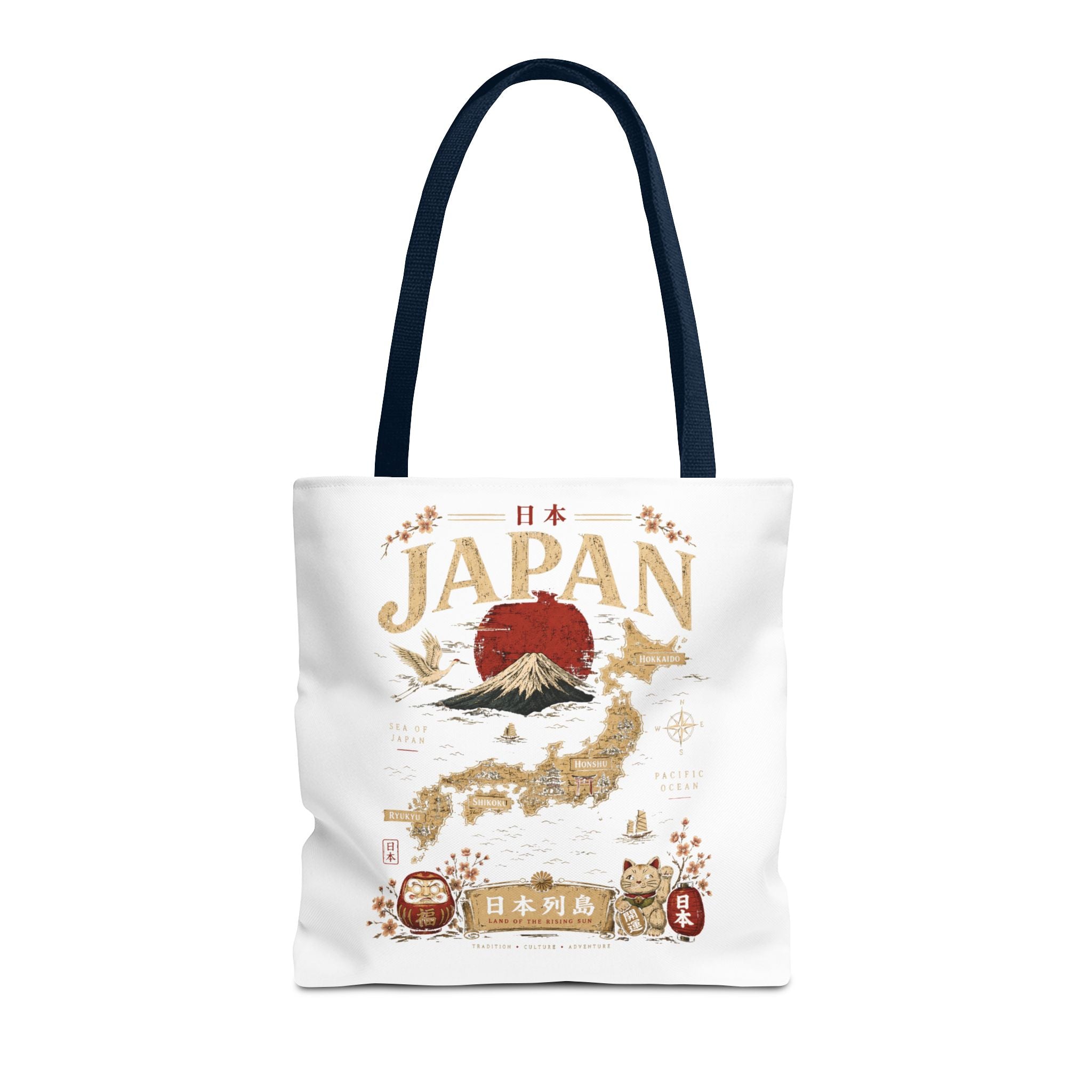 Japan Map Tote Bag – Mount Fuji & Rising Sun Travel Tote
