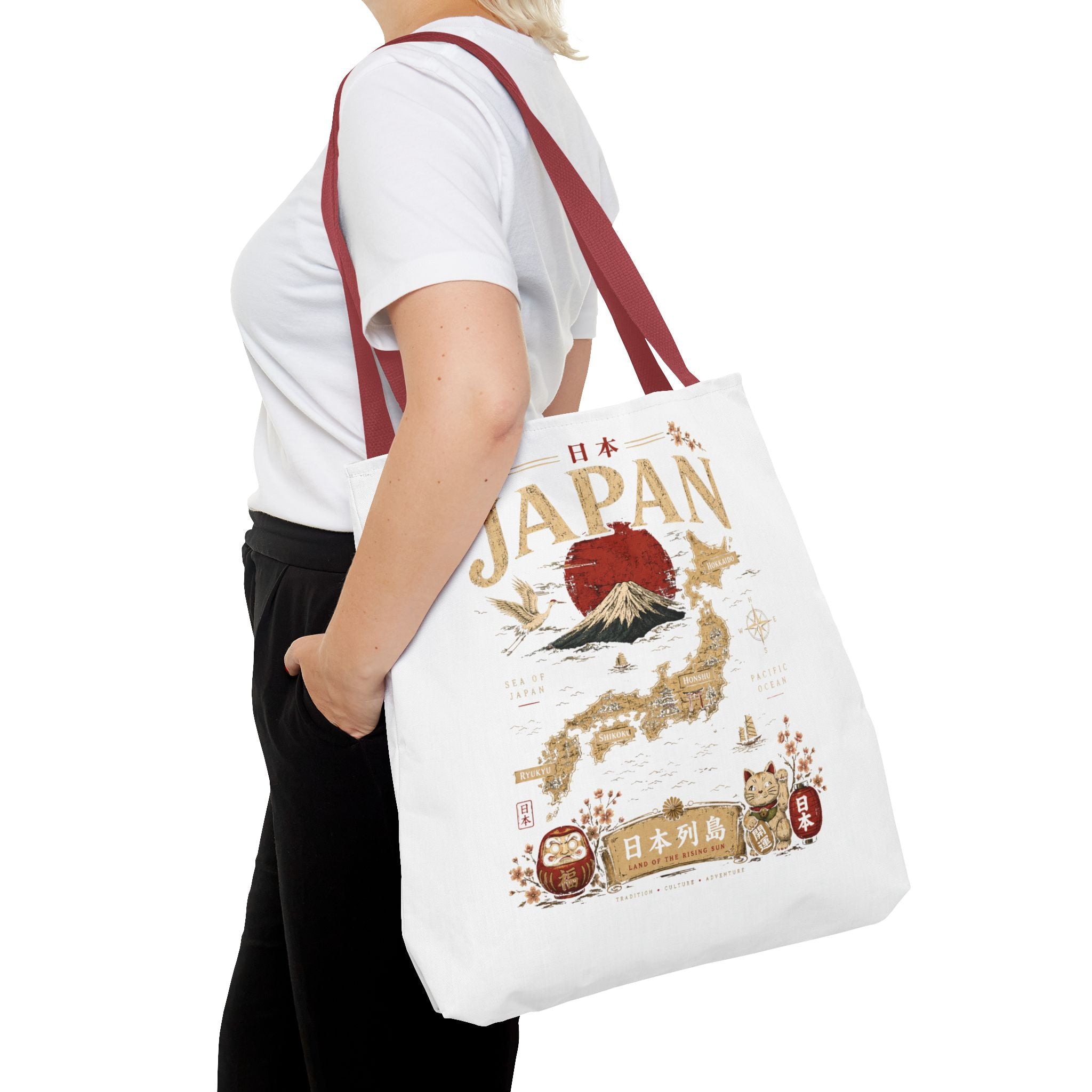Japan Map Tote Bag – Mount Fuji & Rising Sun Travel Tote