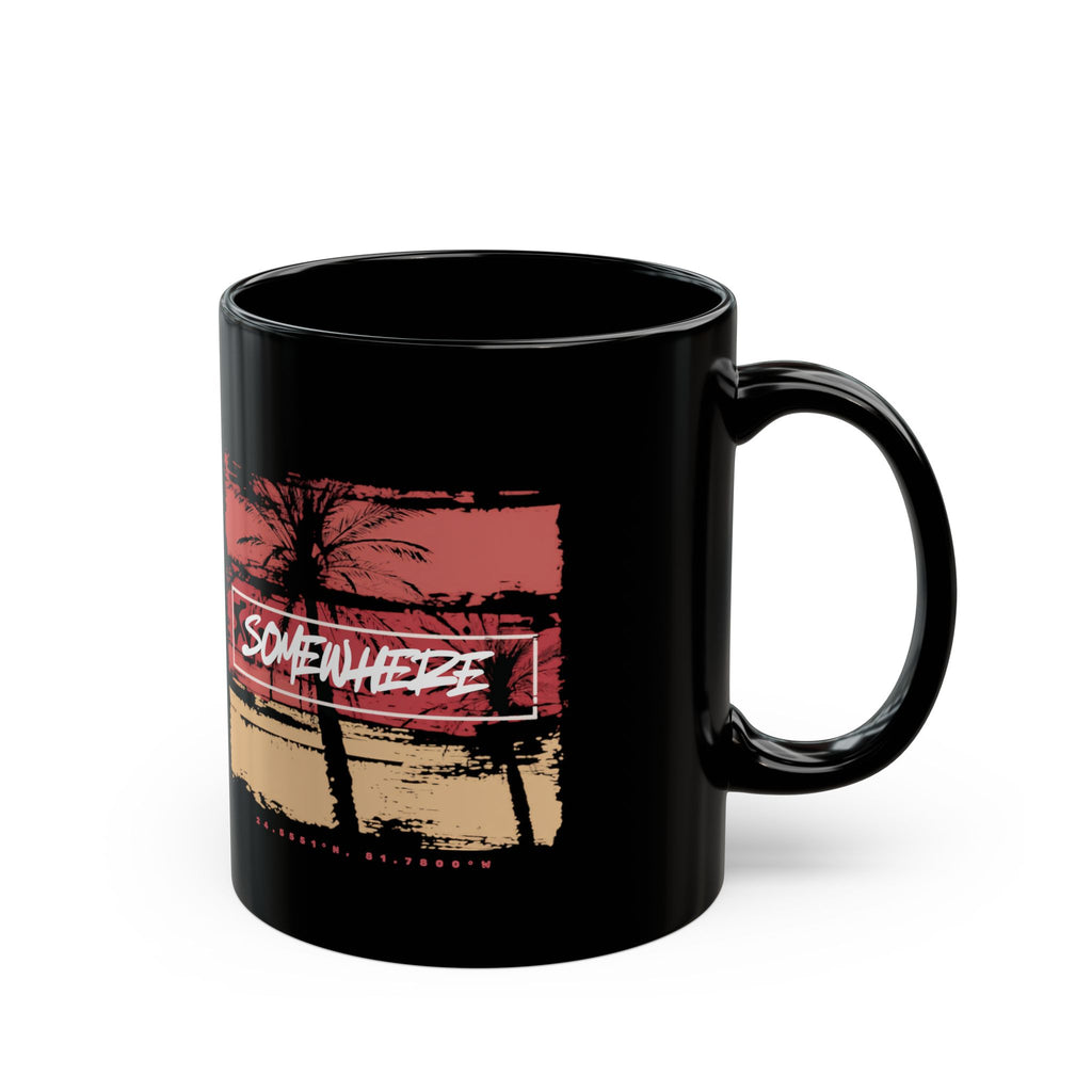 Somewhere Beach Coordinates Mug — Key West Palm Tree Coffee Cup (11oz/15oz)