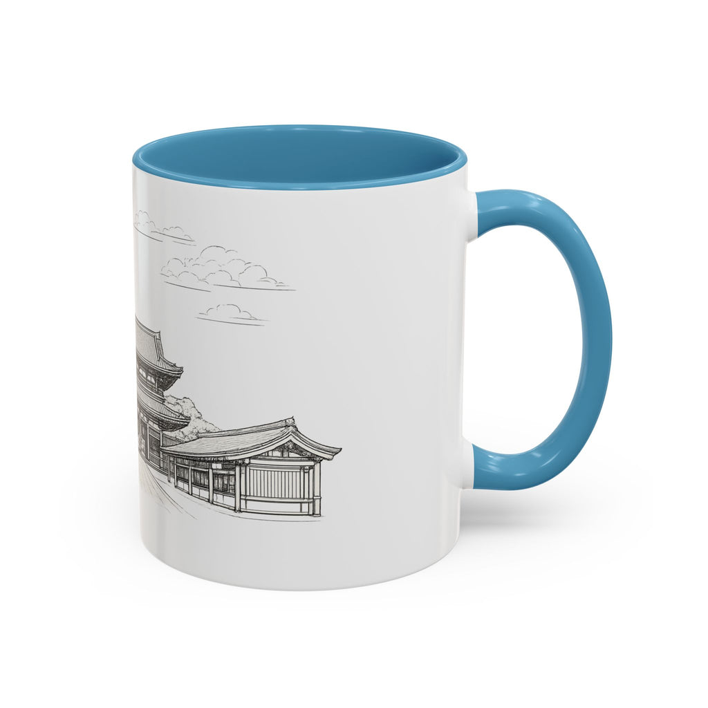 Senso-ji Temple Accent Coffee Mug — Asakusa Japan Minimal Outline Design (11/15oz)