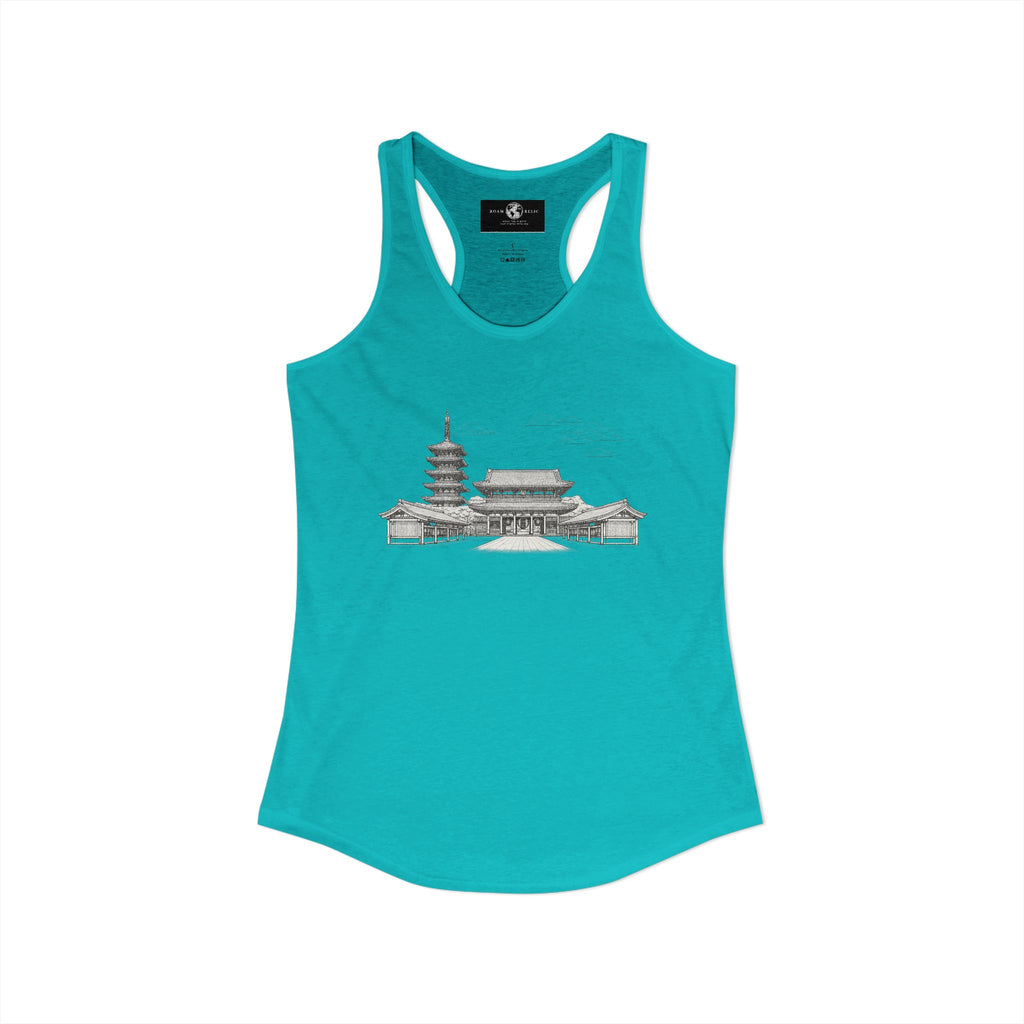 Asakusa Senso-ji Temple Racerback Tank — Minimal Outline Japan Travel Tee
