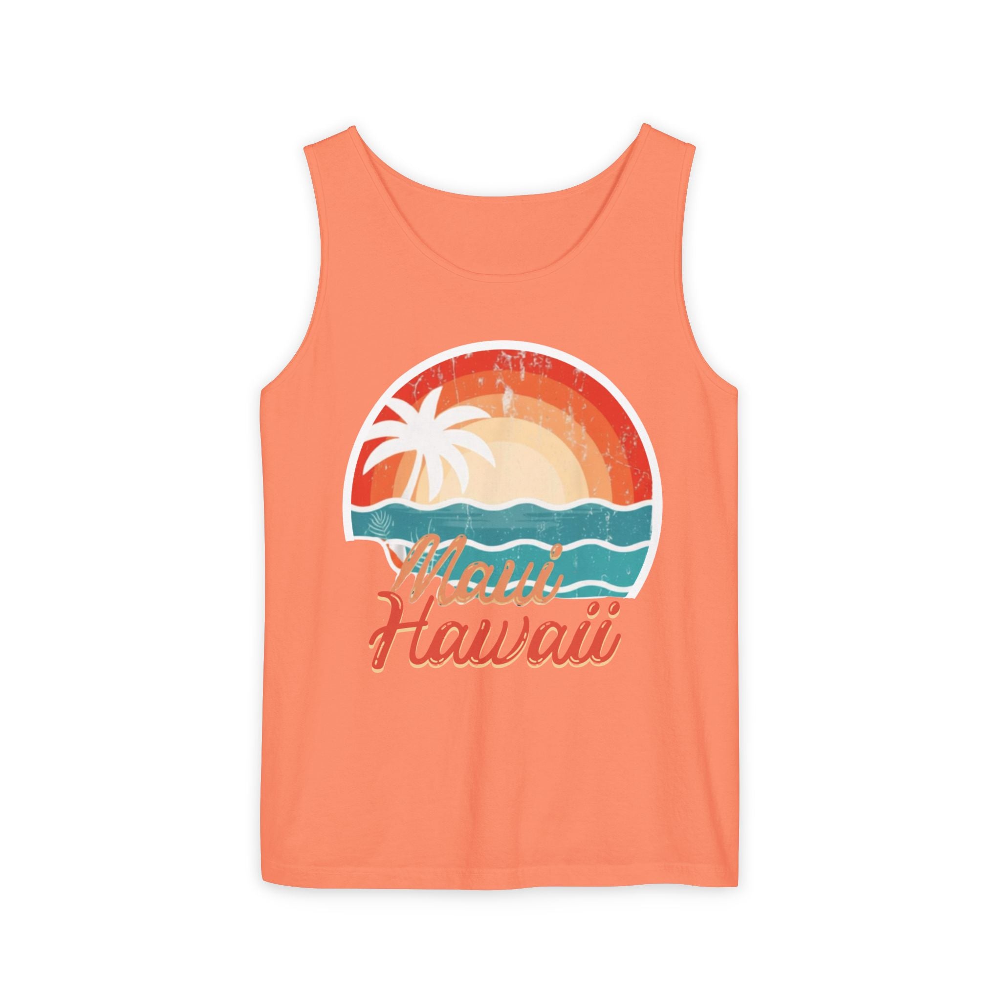 Maui Hawaii Retro Sunset Tank Top — Vintage Palm Beach Vacation Tee