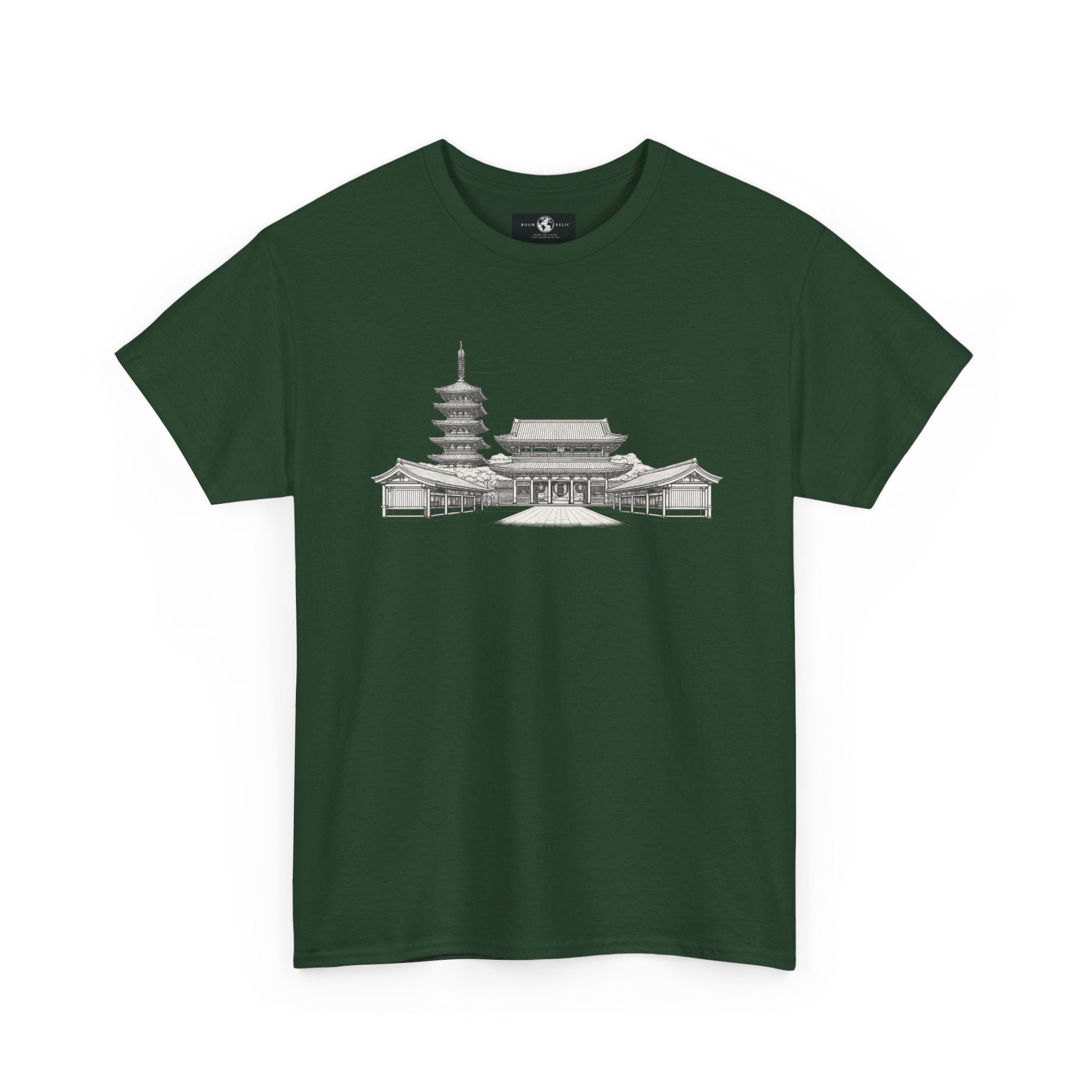 Senso‑ji Temple Outline Tee — Asakusa Japan Travel Graphic Shirt