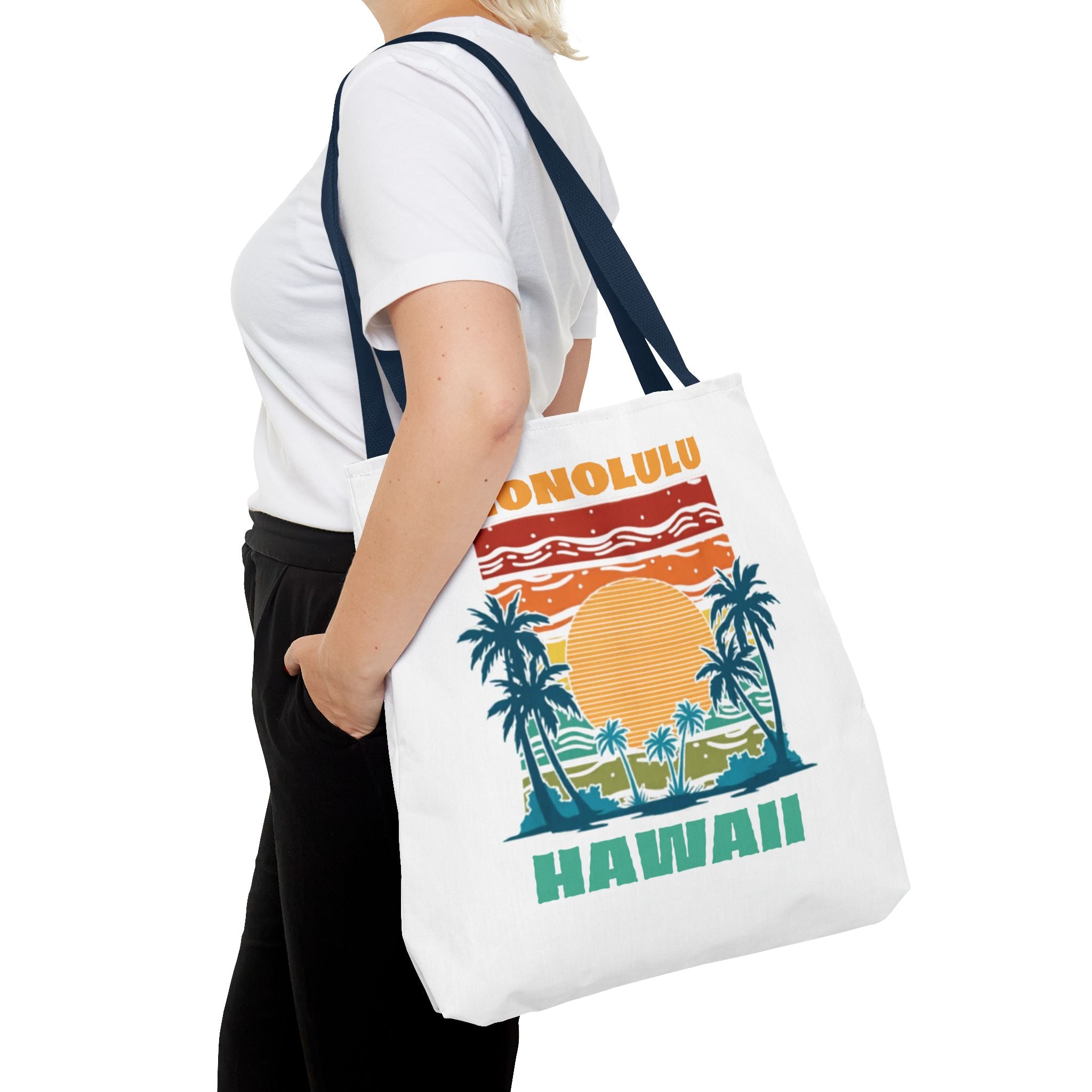Honolulu Hawaii Sunset Tote Bag – Vintage Palm Beach Vacation Tote