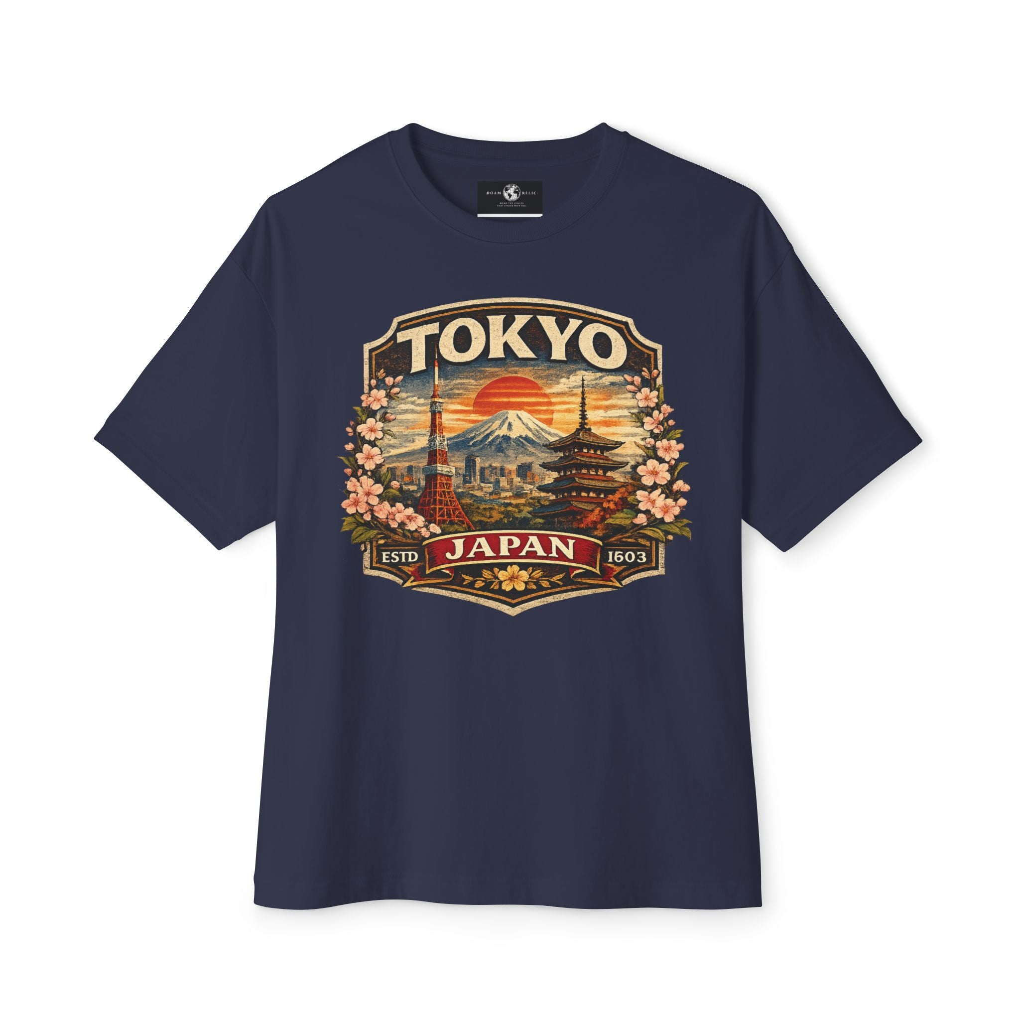 Tokyo Japan Vintage Badge Tee — Retro Mount Fuji & Sakura Graphic T-Shirt
