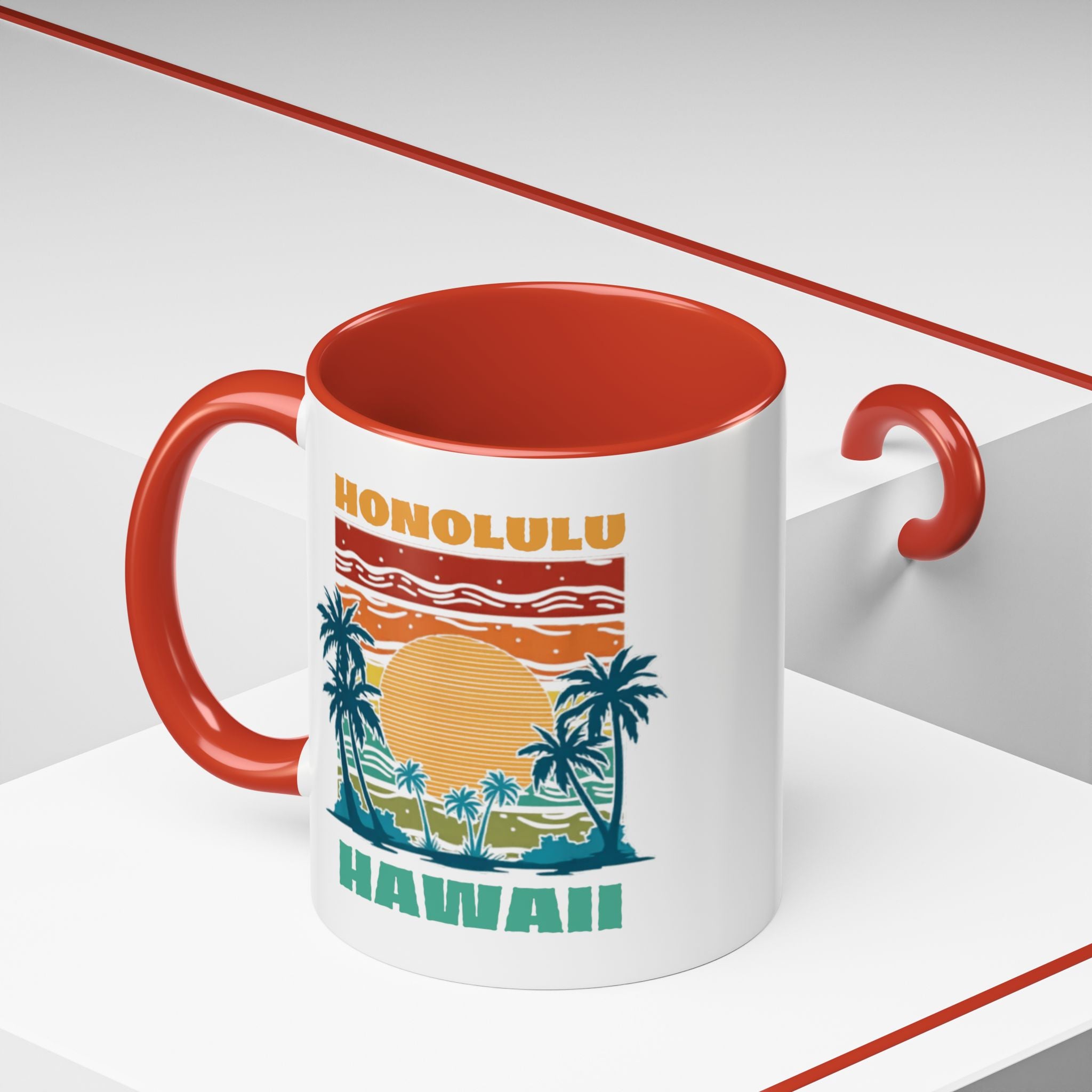 Honolulu Hawaii Vintage Sunset Coffee Mug (11/15oz)