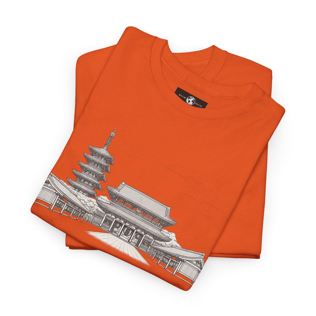 Senso‑ji Temple Outline Tee — Asakusa Japan Travel Graphic Shirt