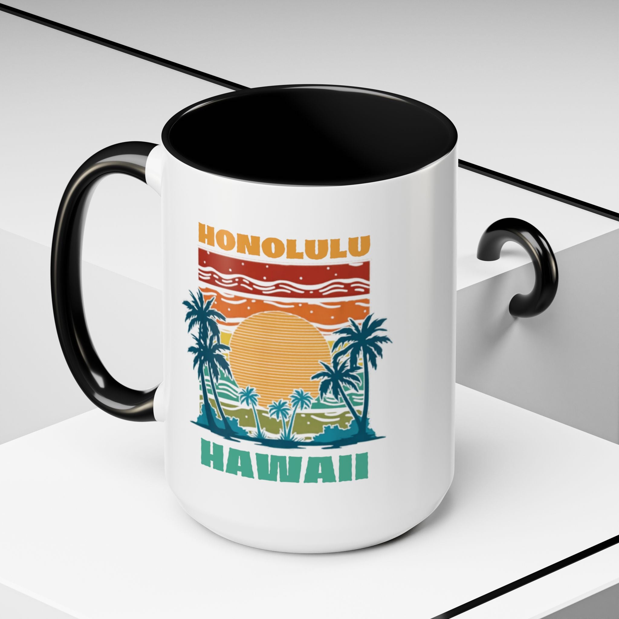 Honolulu Hawaii Vintage Sunset Coffee Mug (11/15oz)