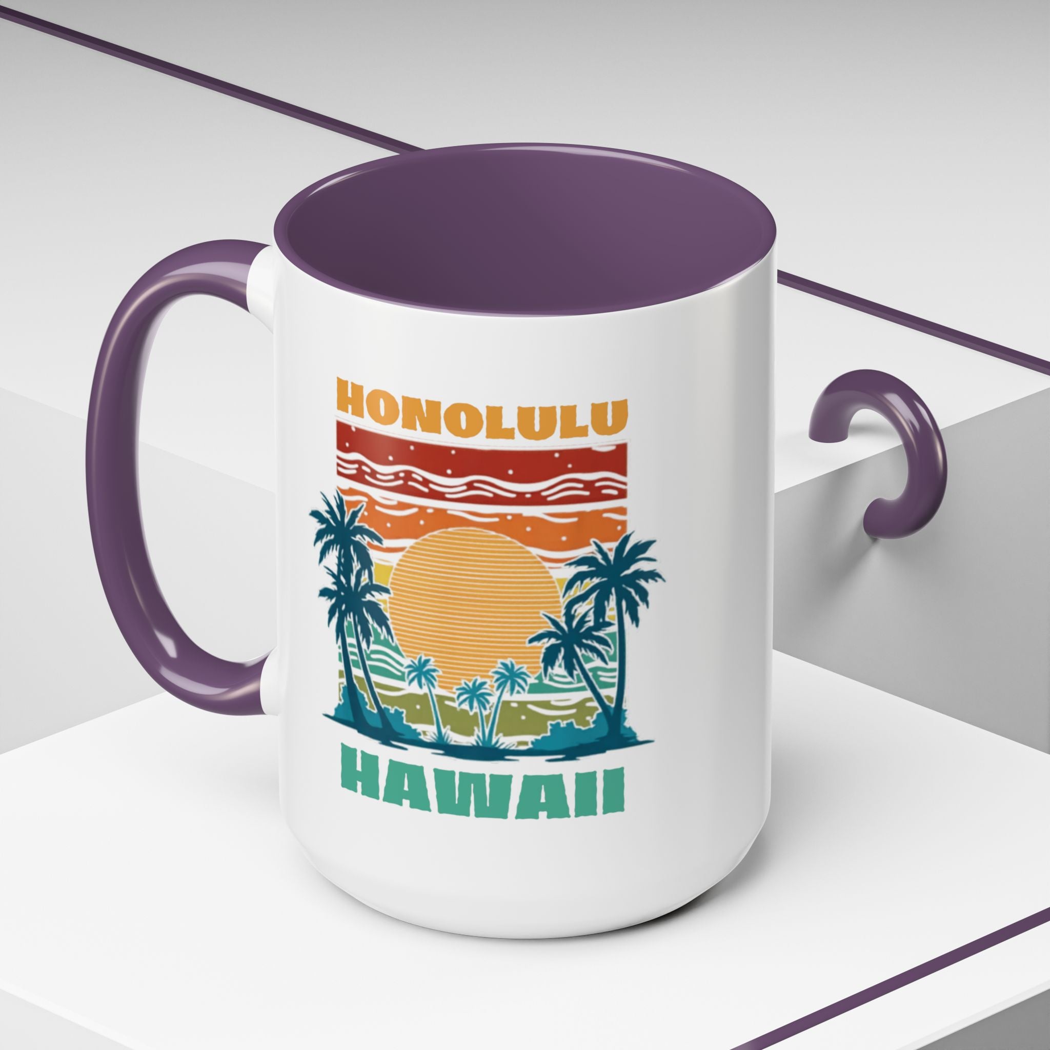 Honolulu Hawaii Vintage Sunset Coffee Mug (11/15oz)