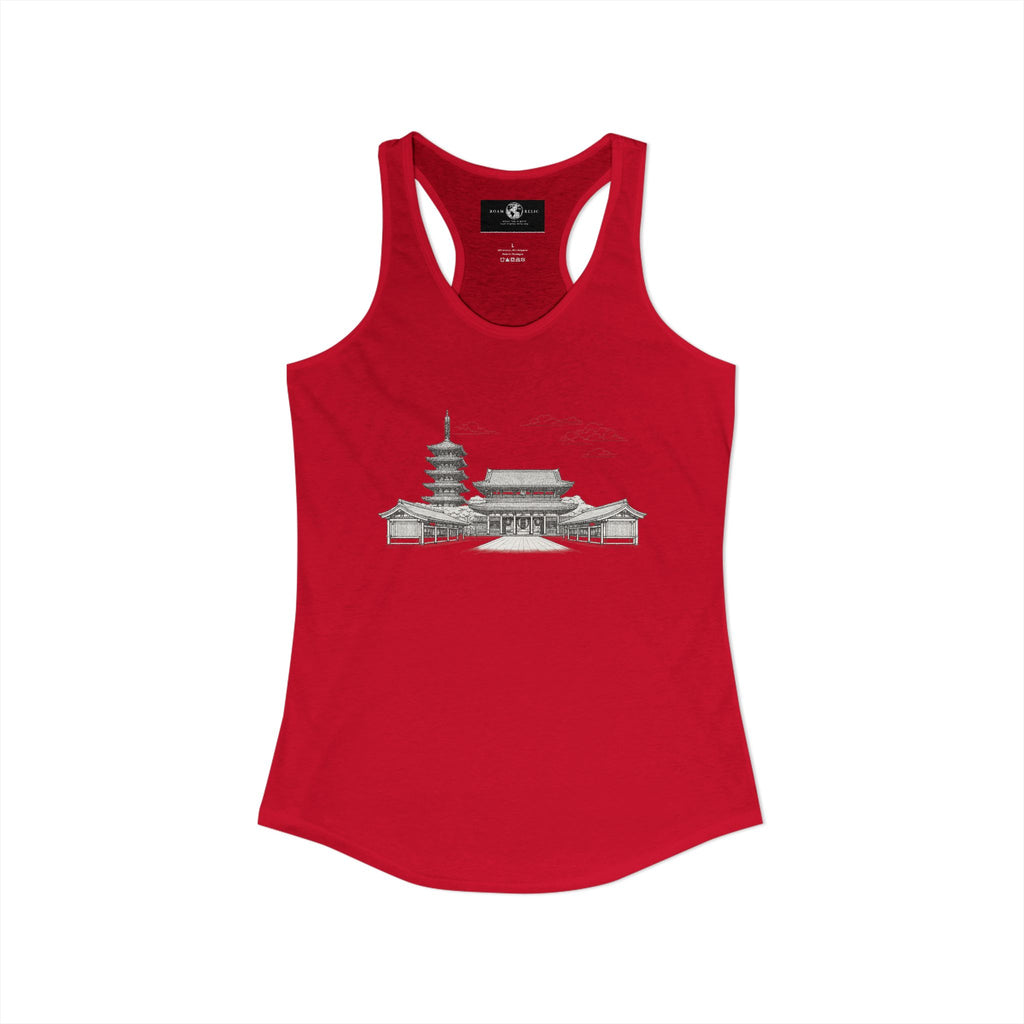 Asakusa Senso-ji Temple Racerback Tank — Minimal Outline Japan Travel Tee