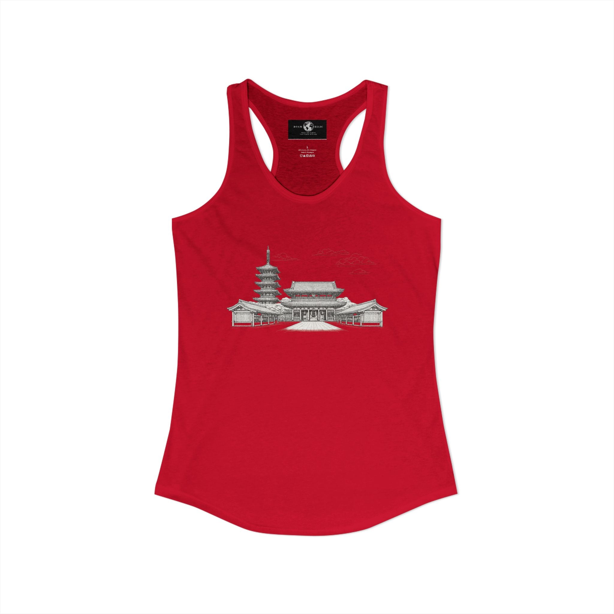 Asakusa Senso-ji Temple Racerback Tank — Minimal Outline Japan Travel Tee