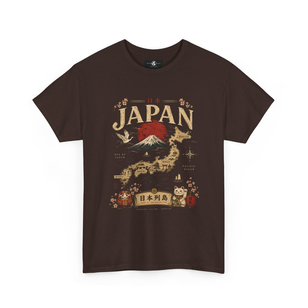 Japan Vintage Graphic Tee — Mount Fuji, Maneki-Neko & Kanji Travel Shirt
