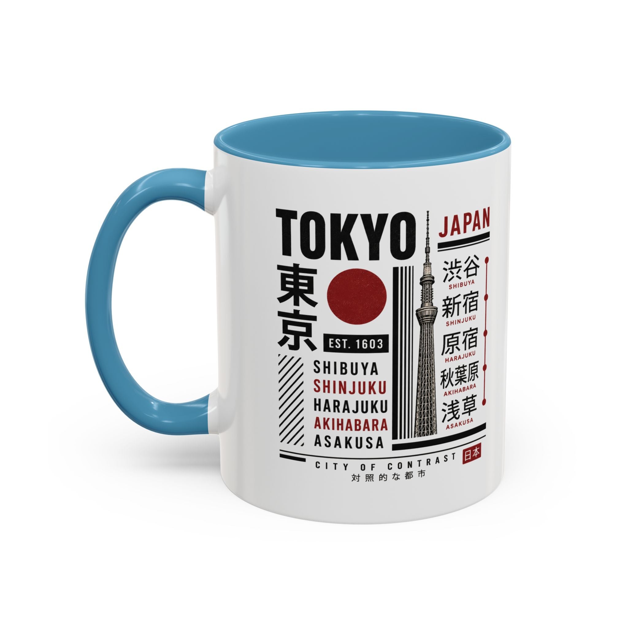 Tokyo Japan Accent Coffee Mug – Shibuya Shinjuku Harajuku Travel Souvenir (11/15oz)