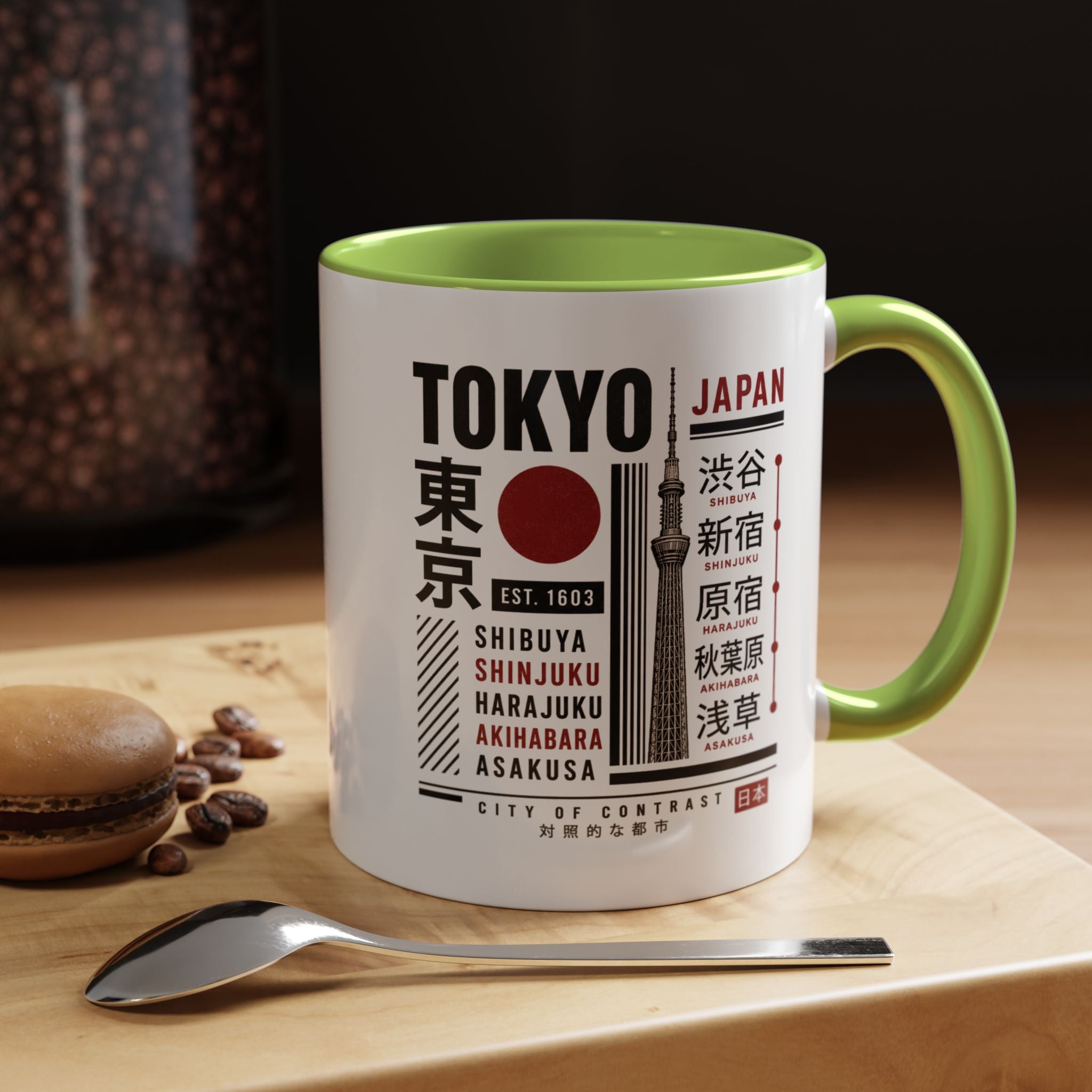 Tokyo Japan Accent Coffee Mug – Shibuya Shinjuku Harajuku Travel Souvenir (11/15oz)