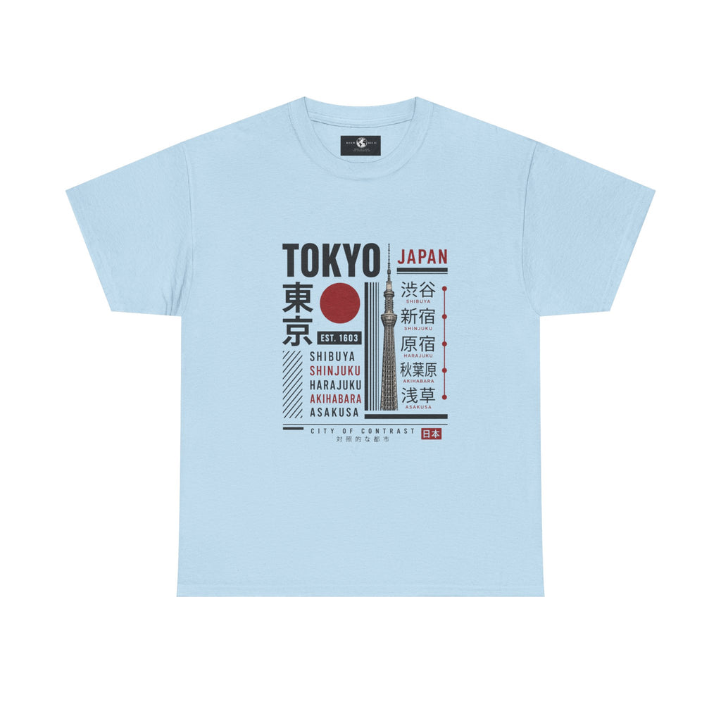 Tokyo Japan Graphic T-Shirt – Kanji City Names & Red Sun Travel Tee