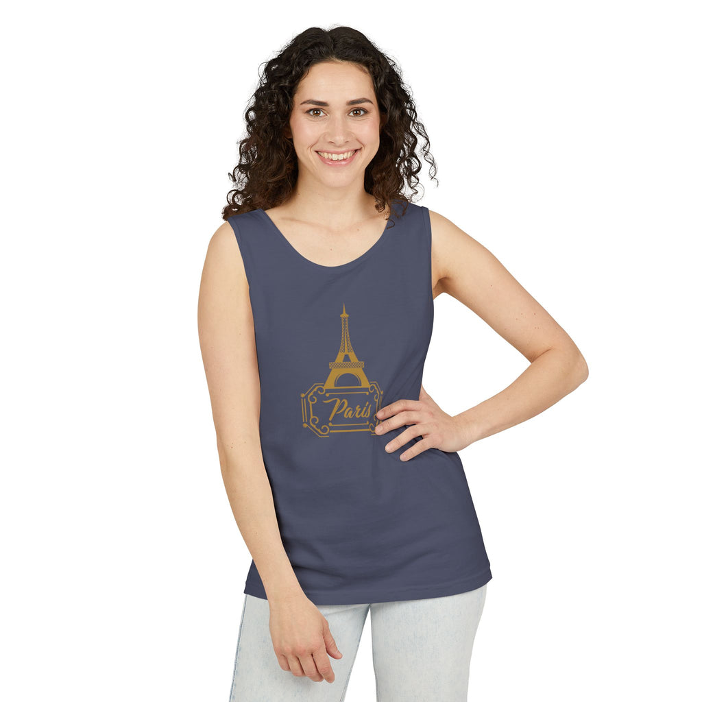 Paris Eiffel Tower Tank Top — Elegant Gold Paris Graphic