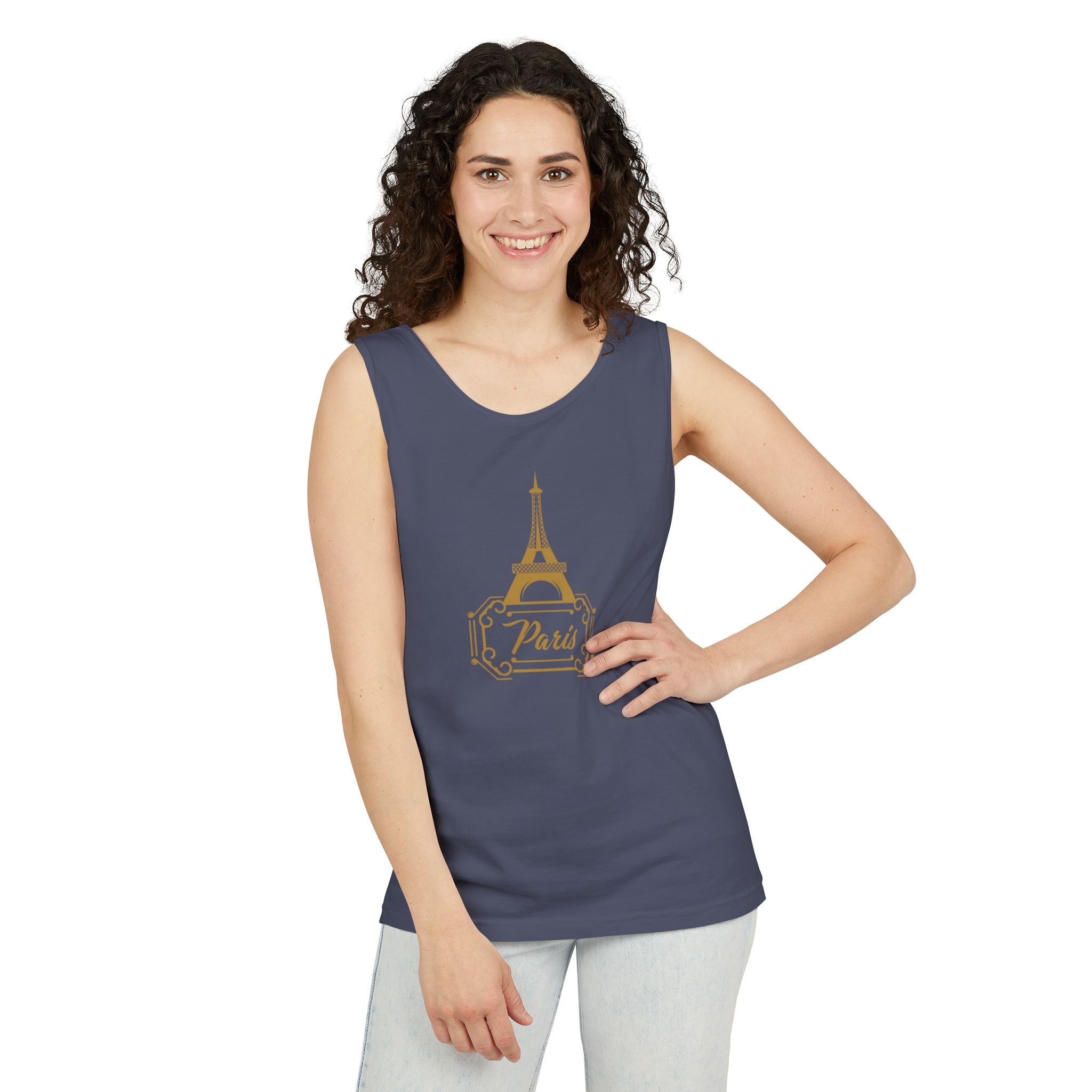 Paris Eiffel Tower Tank Top — Elegant Gold Paris Graphic