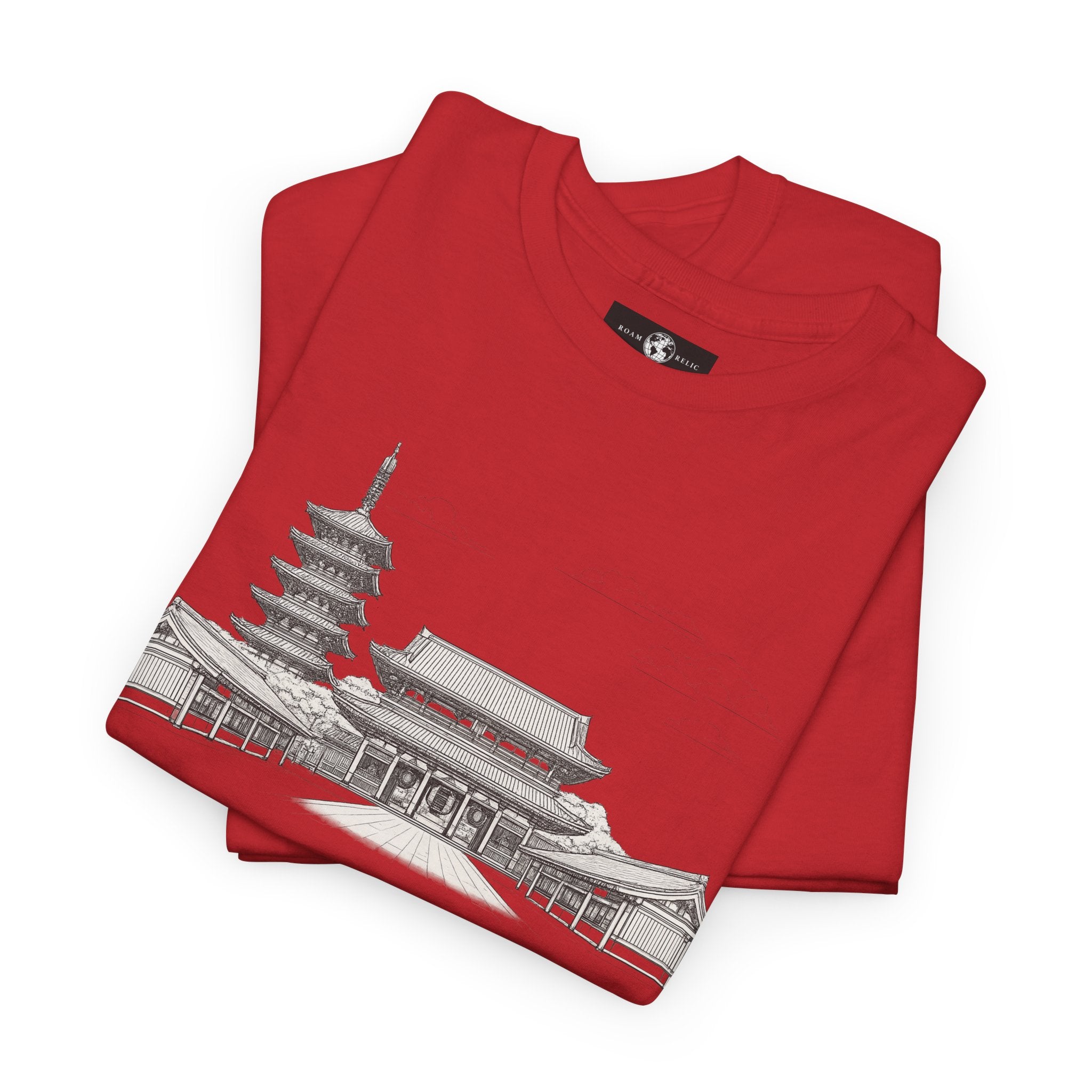 Senso‑ji Temple Outline Tee — Asakusa Japan Travel Graphic Shirt