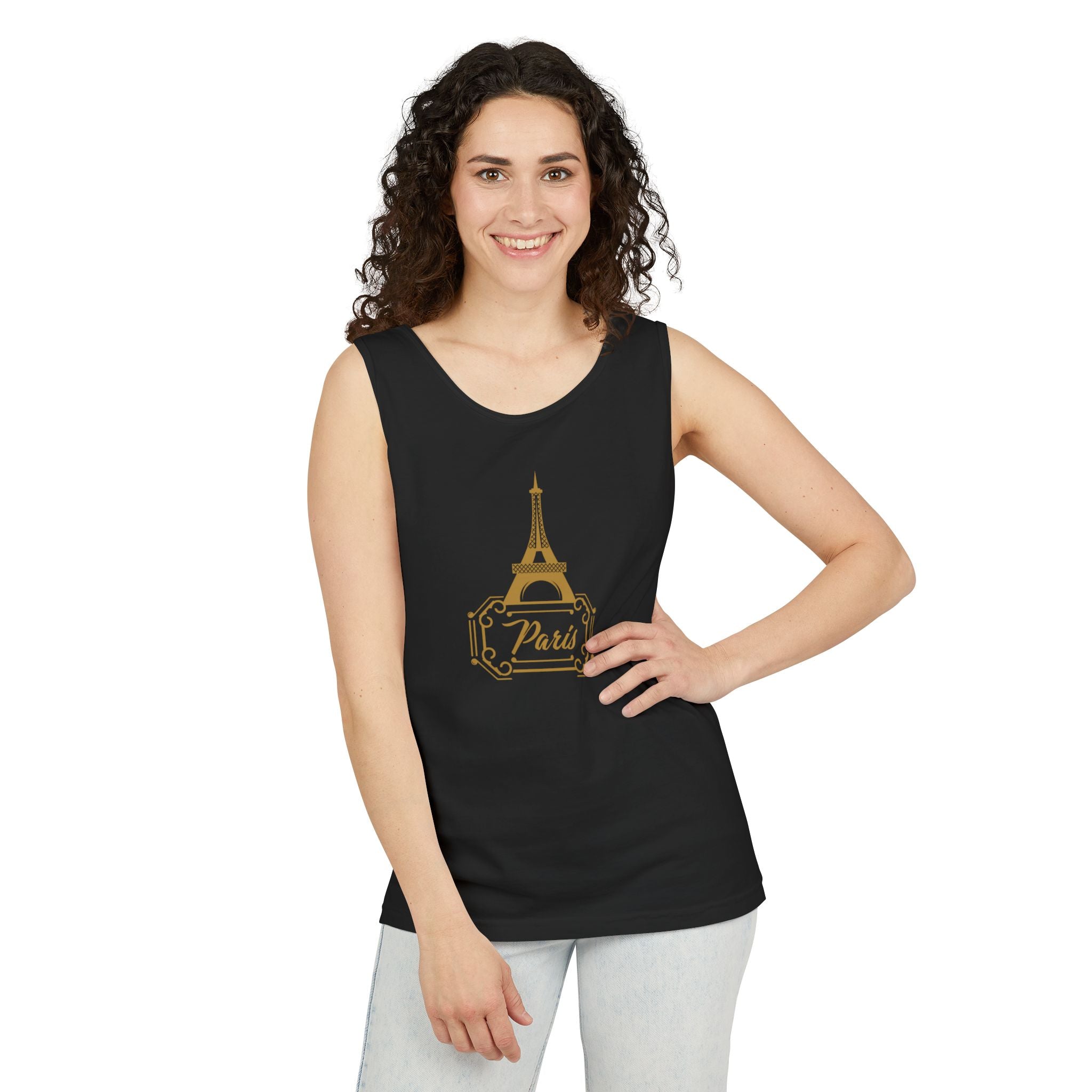 Paris Eiffel Tower Tank Top — Elegant Gold Paris Graphic