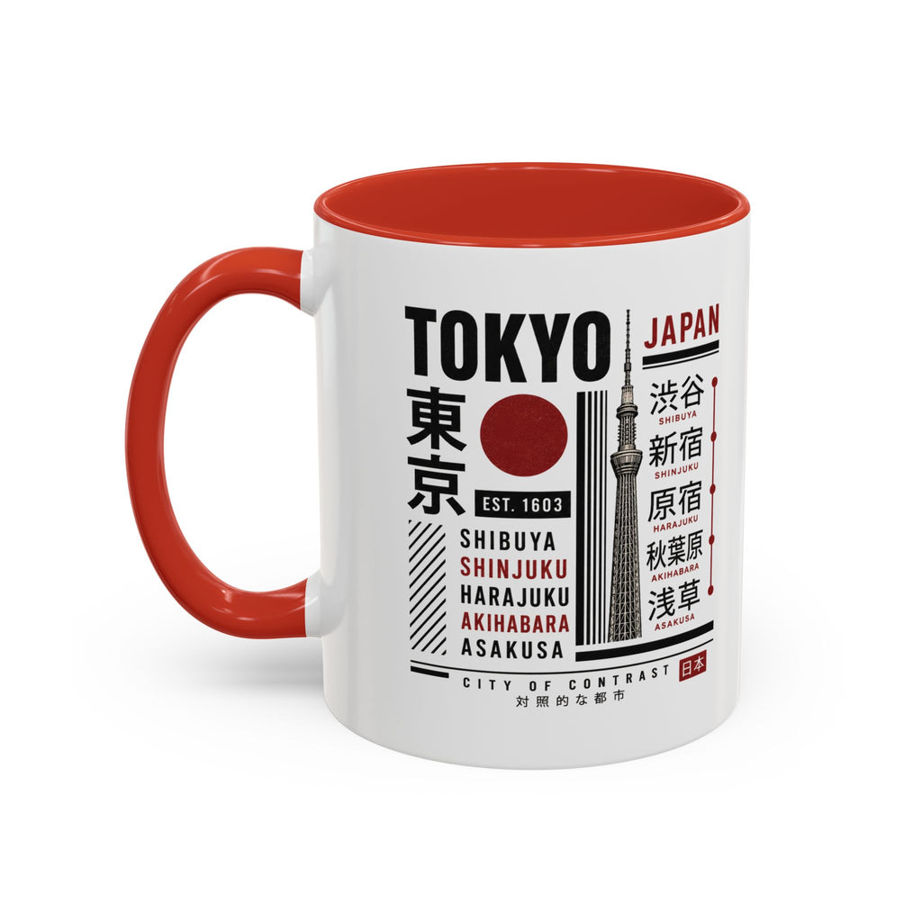 Tokyo Japan Accent Coffee Mug – Shibuya Shinjuku Harajuku Travel Souvenir (11/15oz)