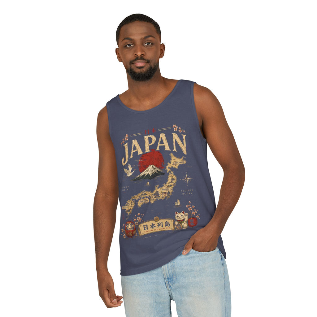 Japan Vintage Travel Tank Top — Mount Fuji & Lucky Cat Graphic
