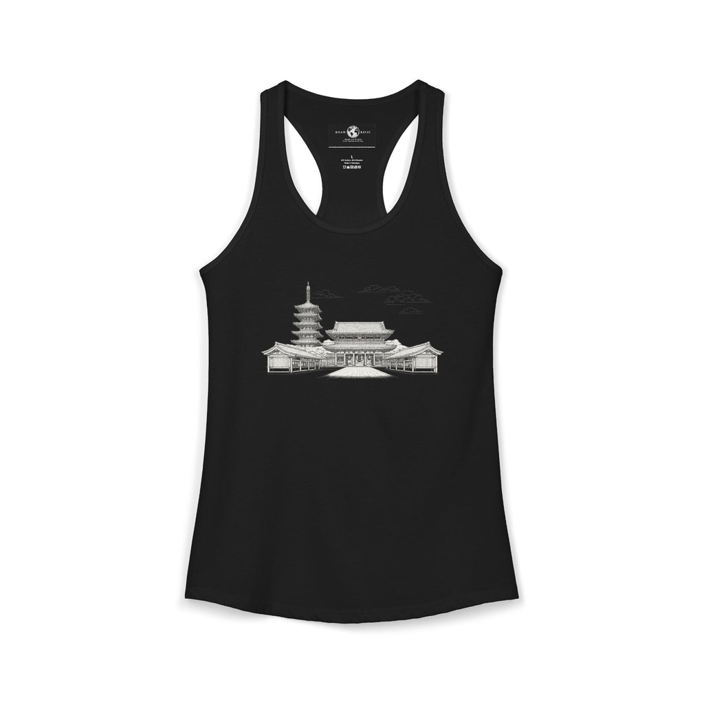 Asakusa Senso-ji Temple Racerback Tank — Minimal Outline Japan Travel Tee