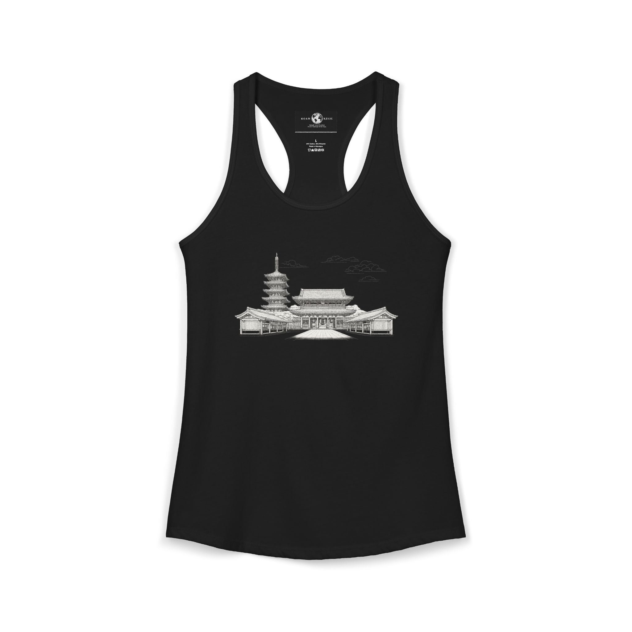 Asakusa Senso-ji Temple Racerback Tank — Minimal Outline Japan Travel Tee