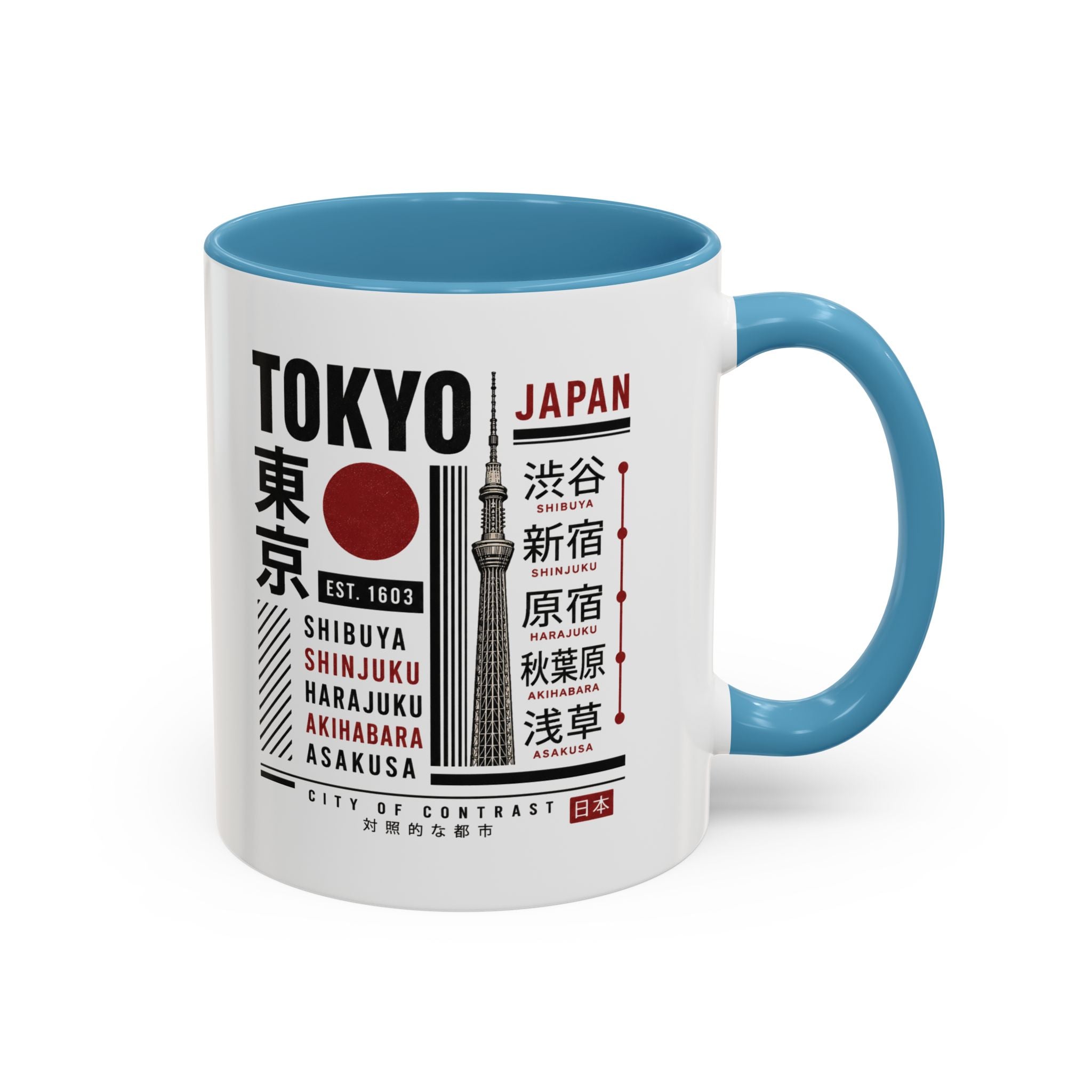 Tokyo Japan Accent Coffee Mug – Shibuya Shinjuku Harajuku Travel Souvenir (11/15oz)