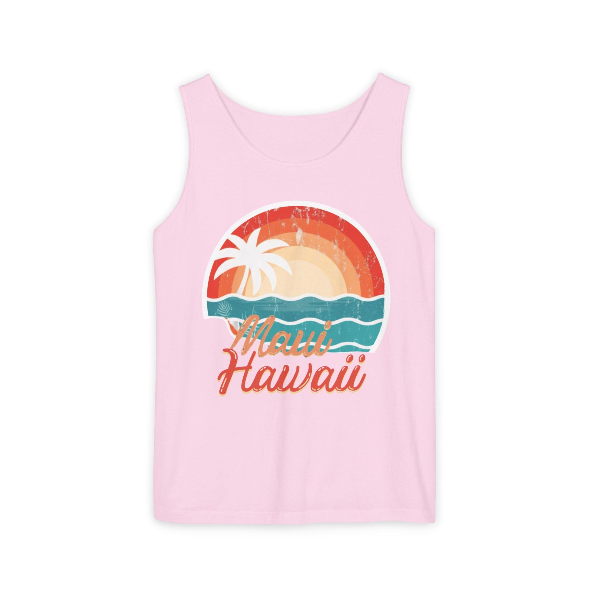 Maui Hawaii Retro Sunset Tank Top — Vintage Palm Beach Vacation Tee