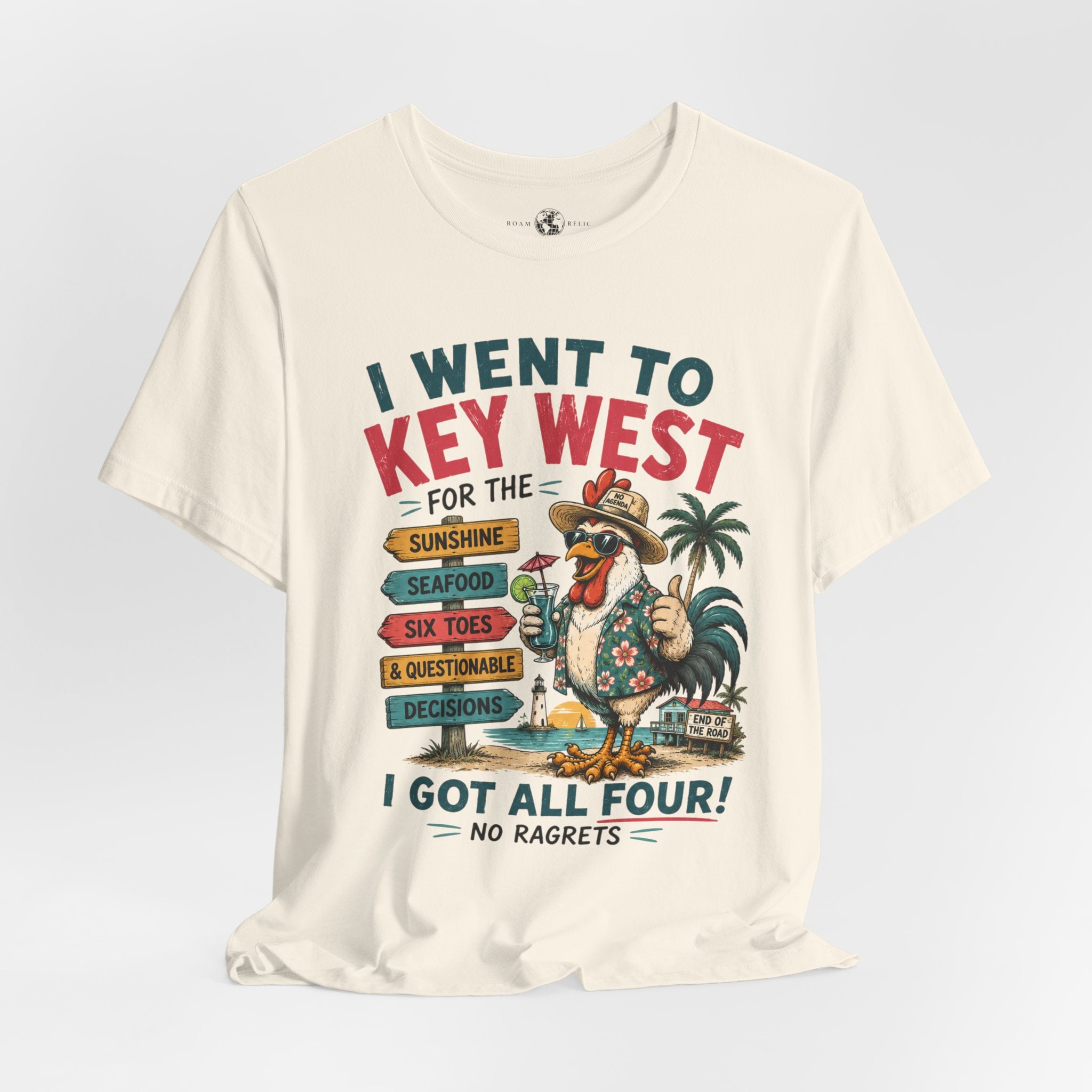 Key West Vacation T‑Shirt — “I Went to Key West for the Sunshine, Seafood, Six Toes & Questionable Decisions” - No Ragrets