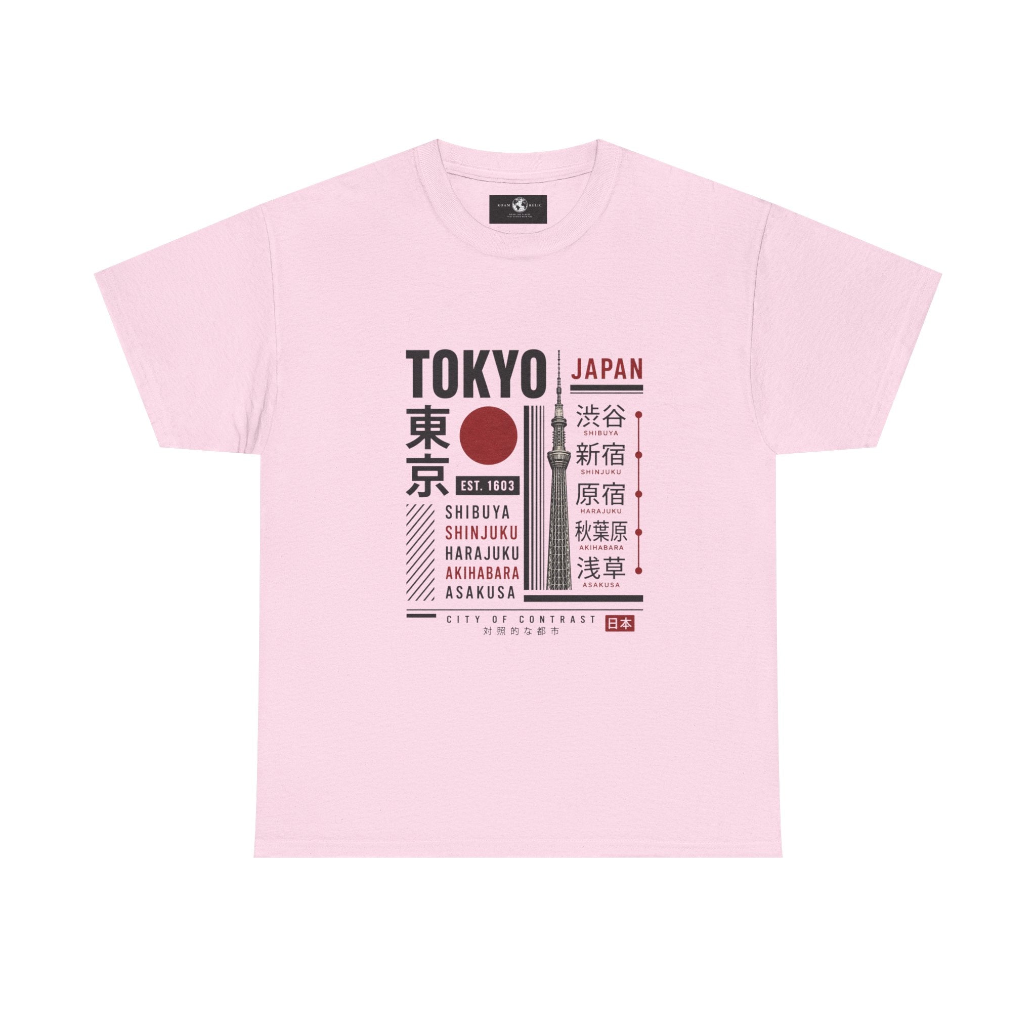 Tokyo Japan Graphic T-Shirt – Kanji City Names & Red Sun Travel Tee