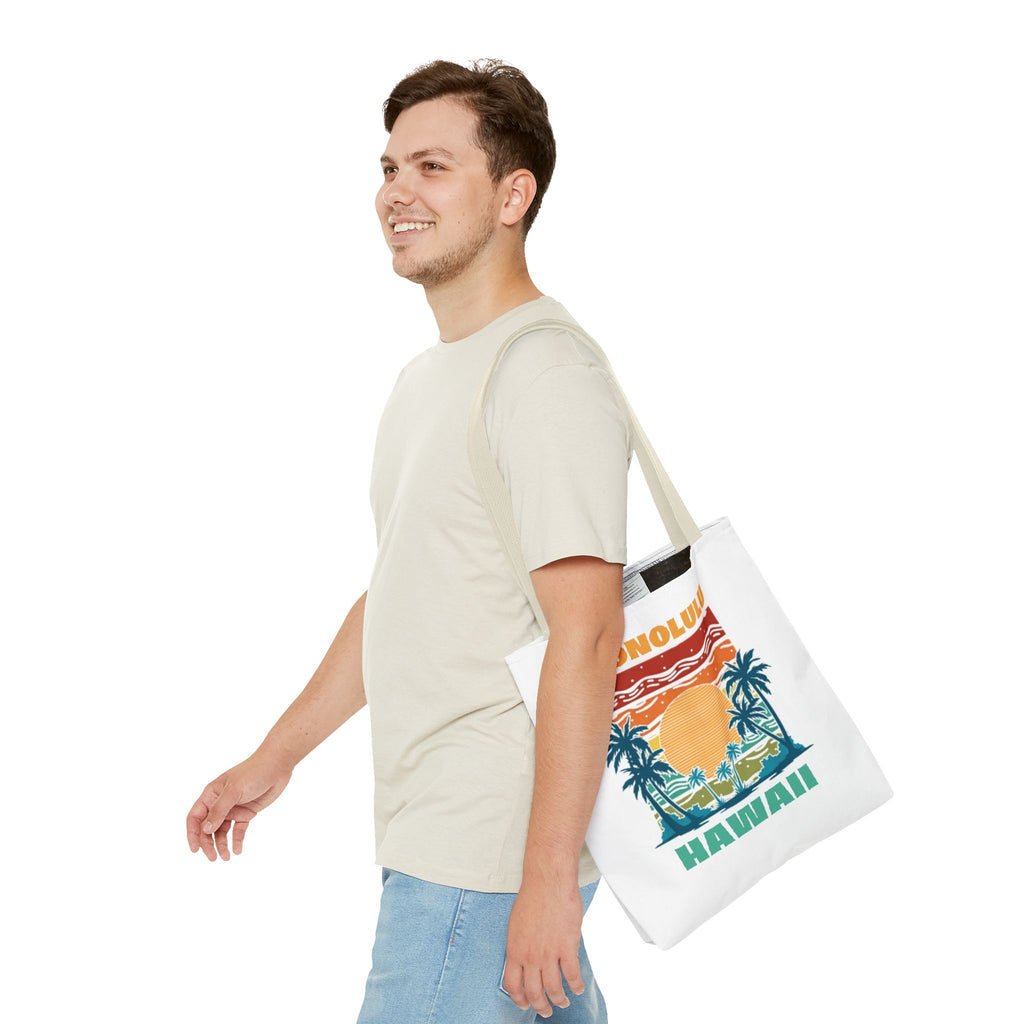 Honolulu Hawaii Sunset Tote Bag – Vintage Palm Beach Vacation Tote