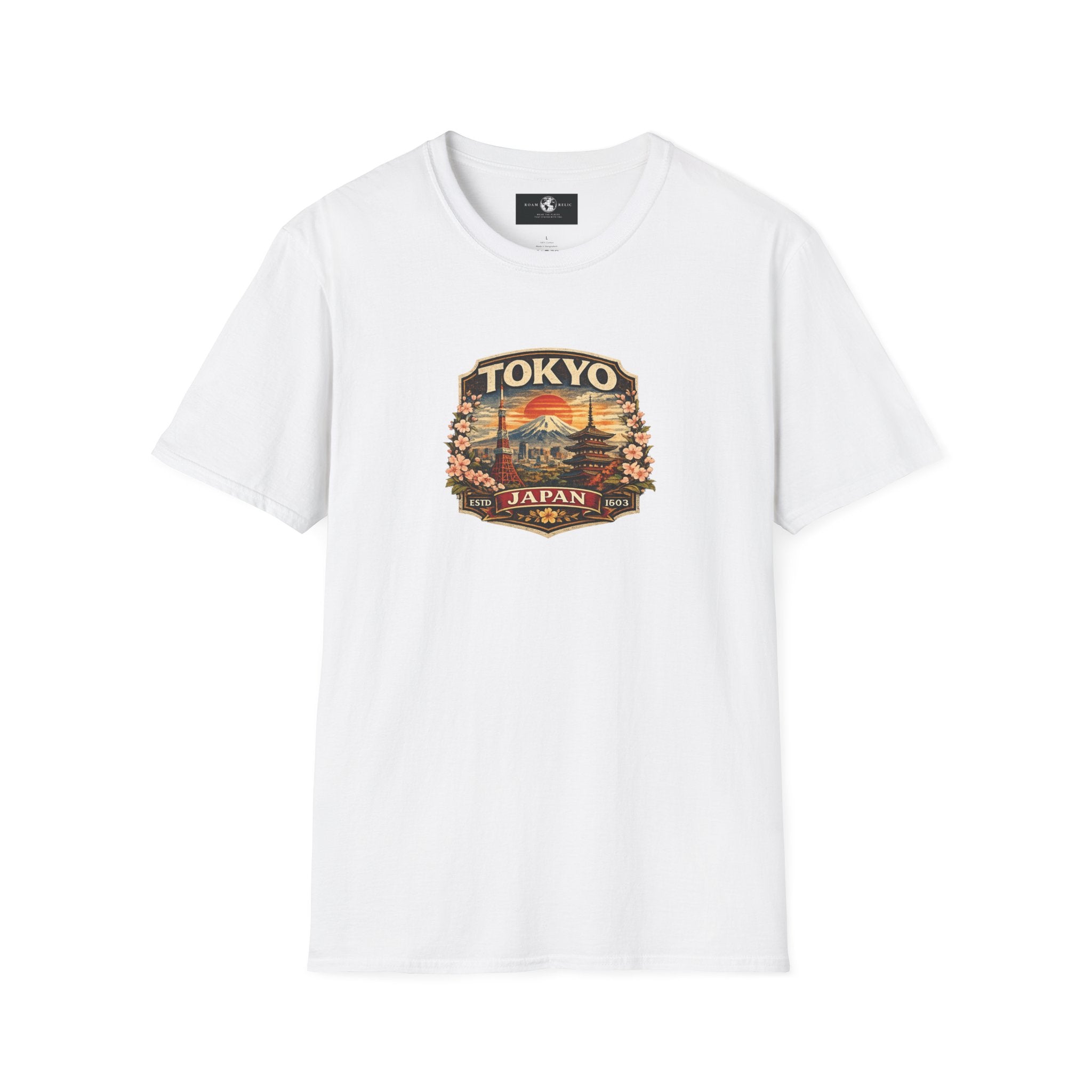 Tokyo Japan Vintage Badge T-Shirt — Mt. Fuji & Pagoda Travel Souvenir Tee