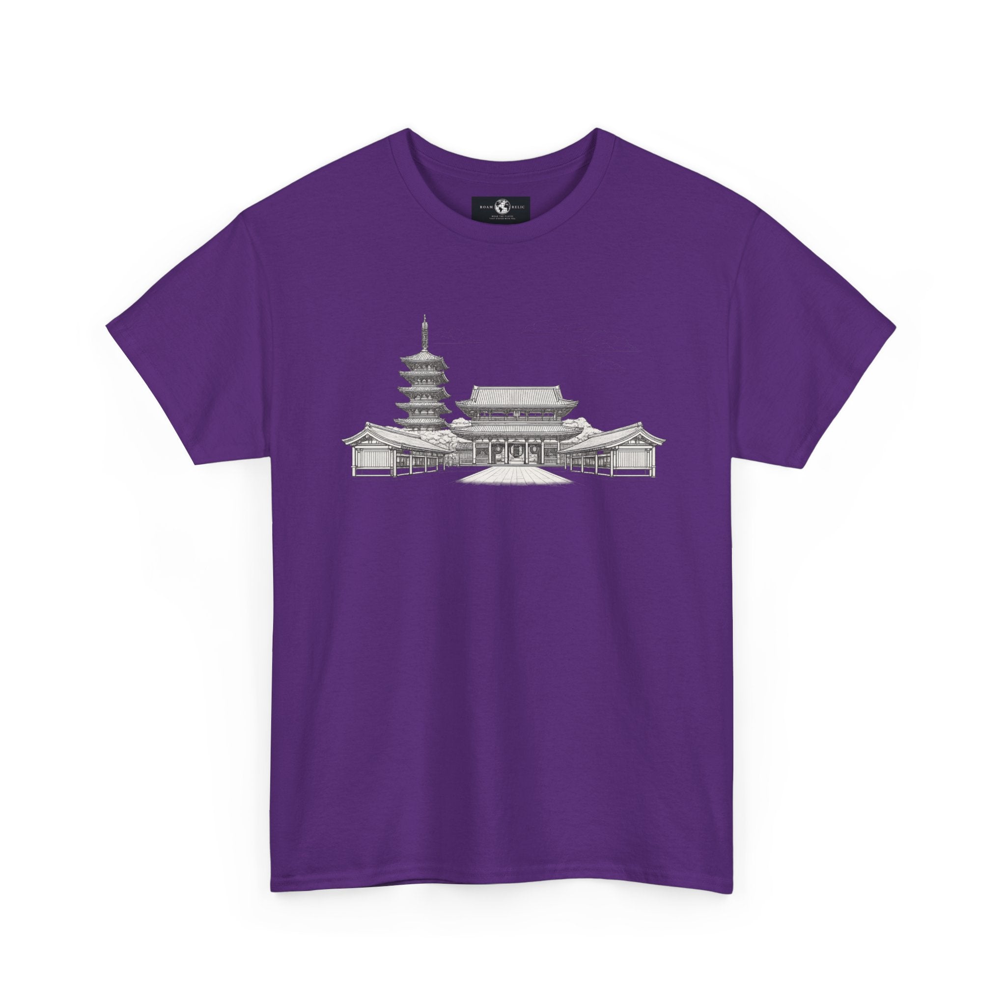 Senso‑ji Temple Outline Tee — Asakusa Japan Travel Graphic Shirt