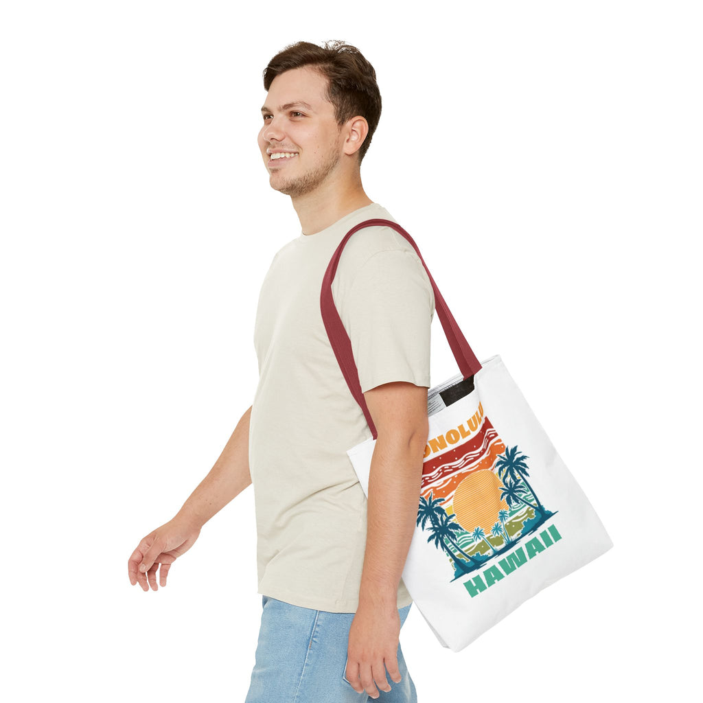 Honolulu Hawaii Sunset Tote Bag – Vintage Palm Beach Vacation Tote