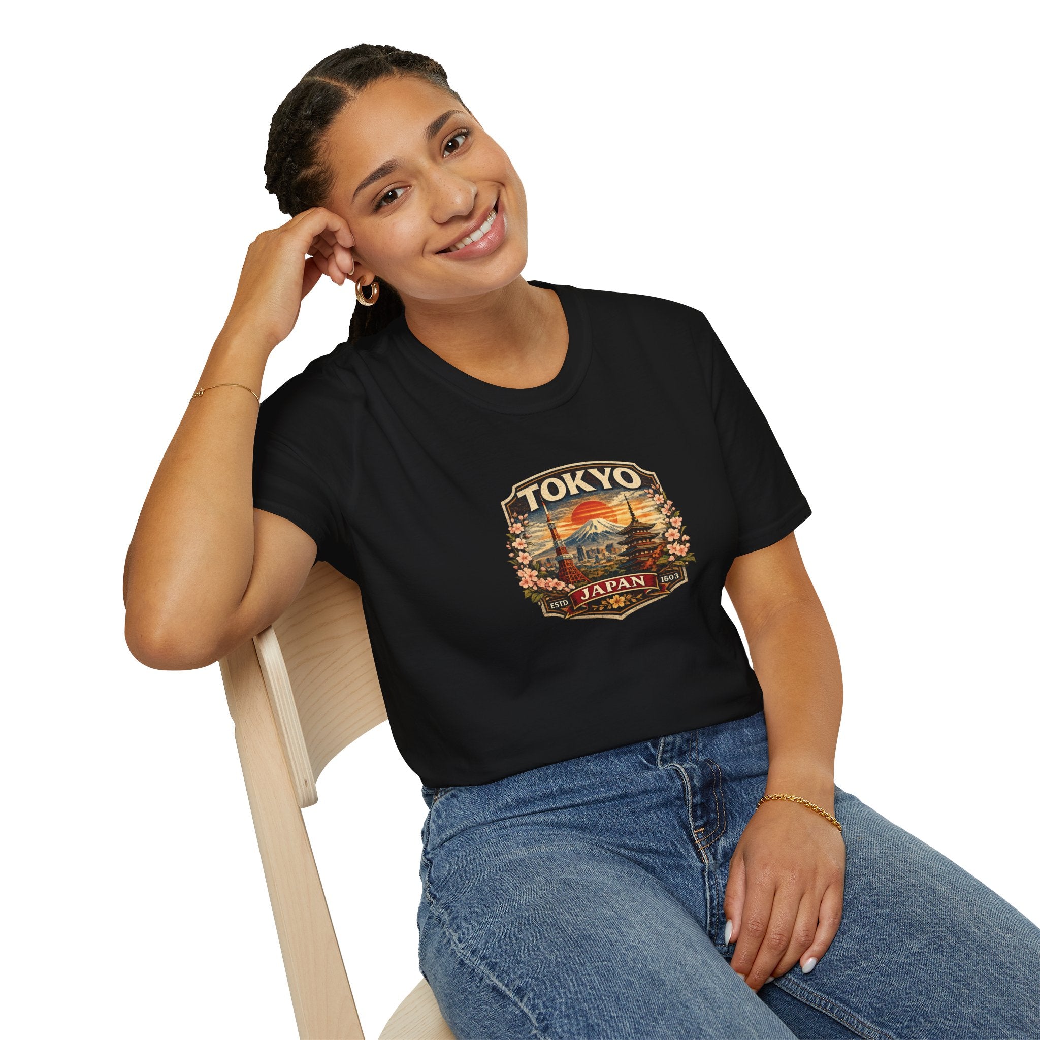 Tokyo Japan Vintage Badge T-Shirt — Mt. Fuji & Pagoda Travel Souvenir Tee