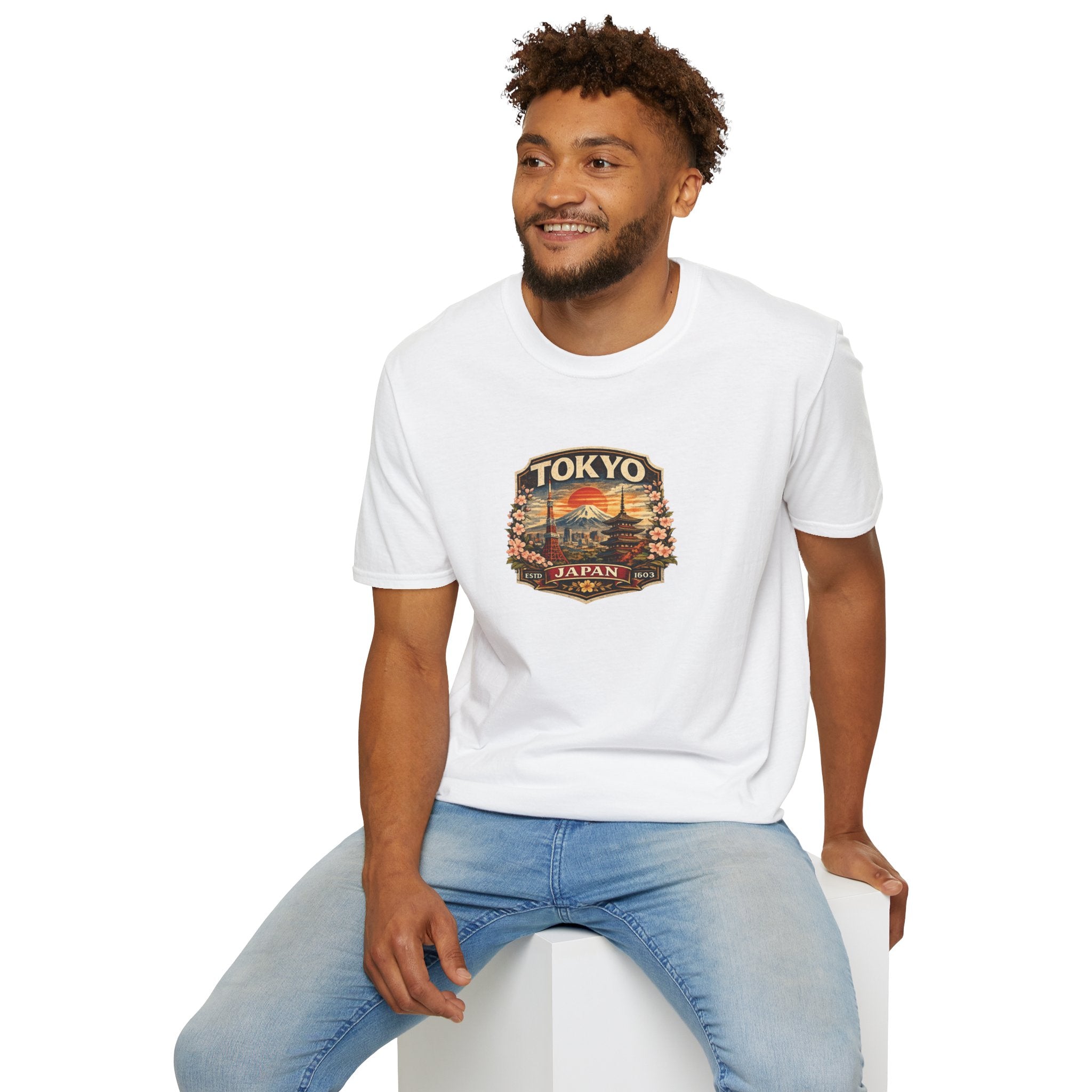 Tokyo Japan Vintage Badge T-Shirt — Mt. Fuji & Pagoda Travel Souvenir Tee