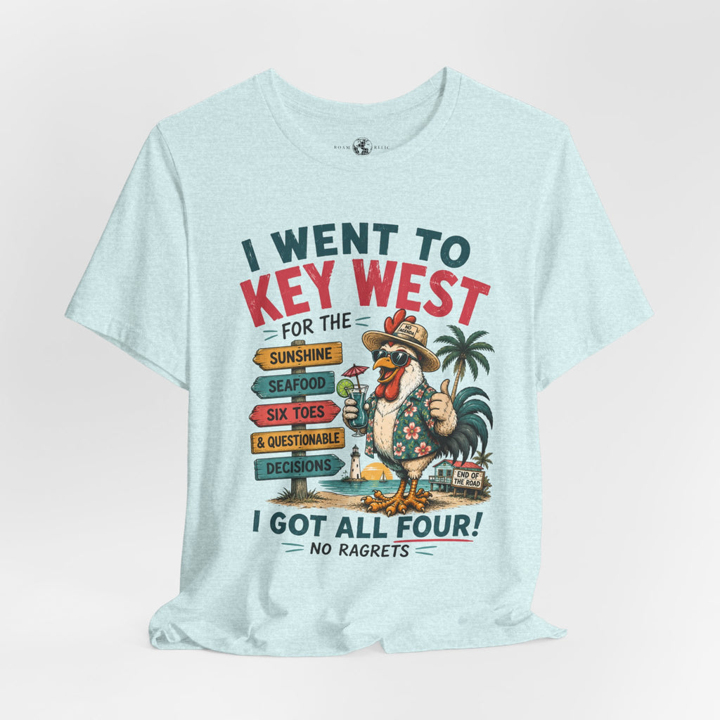 Key West Vacation T‑Shirt — “I Went to Key West for the Sunshine, Seafood, Six Toes & Questionable Decisions” - No Ragrets