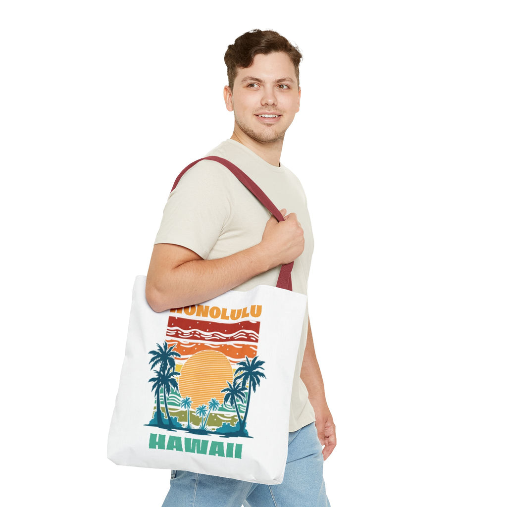 Honolulu Hawaii Sunset Tote Bag – Vintage Palm Beach Vacation Tote